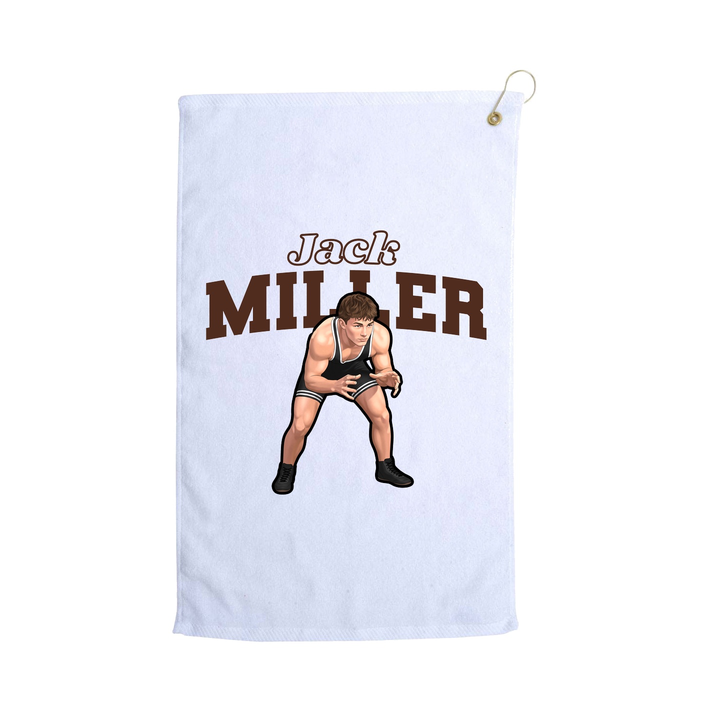 Golf Towel — Name Arch in White