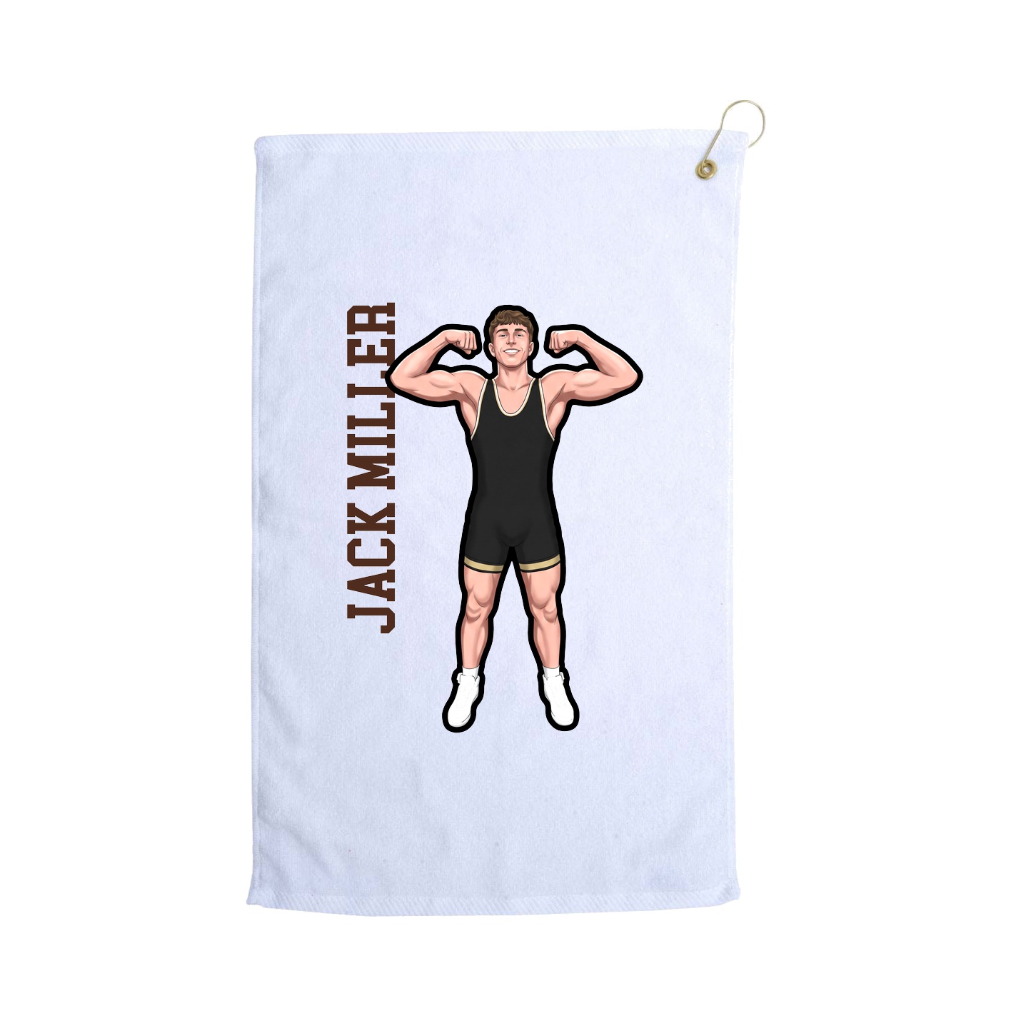 Golf Towel — Name Vertical in White