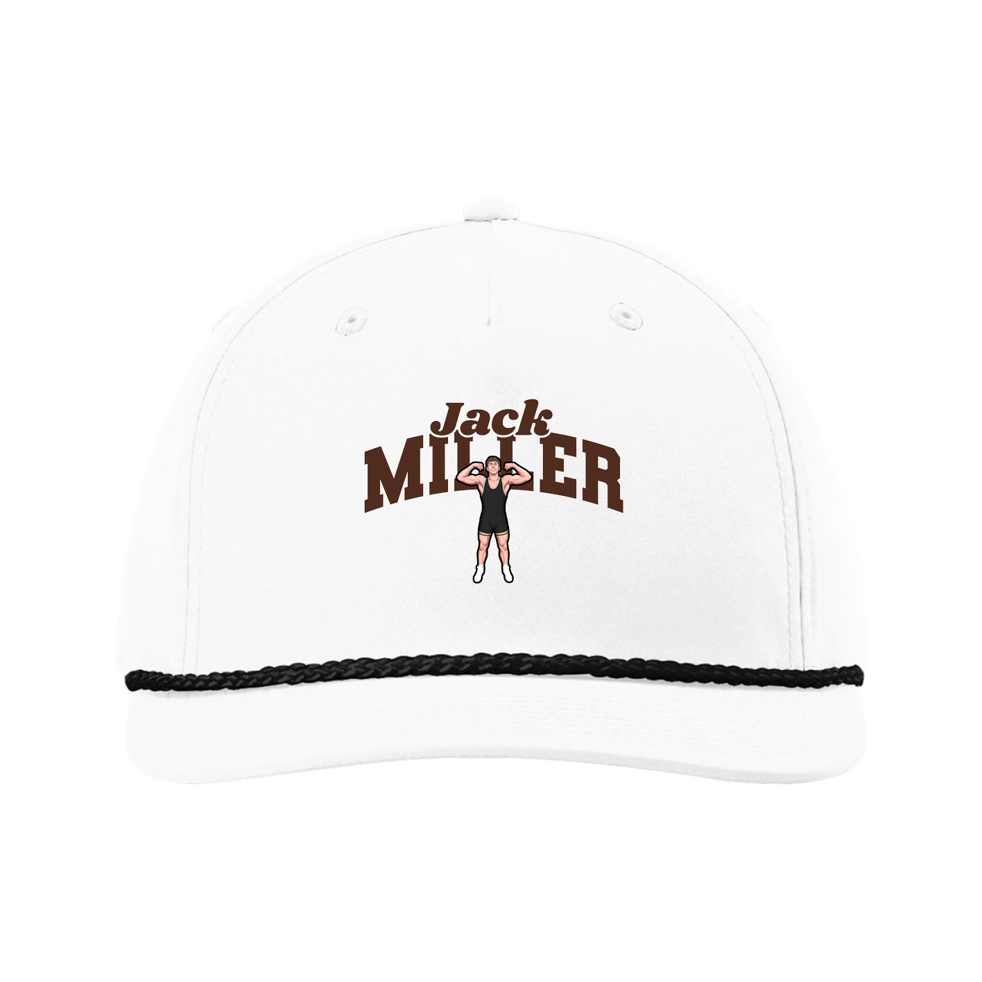 Five-Panel Classic Rope Cap — Signature Arch in White