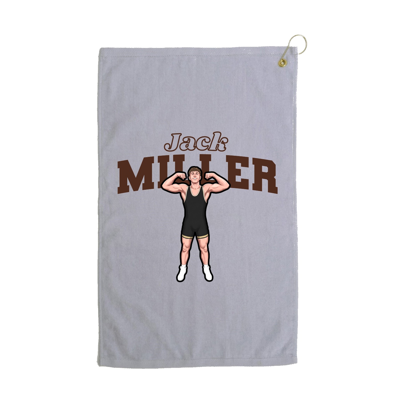 Golf Towel — Name Arch in Grey