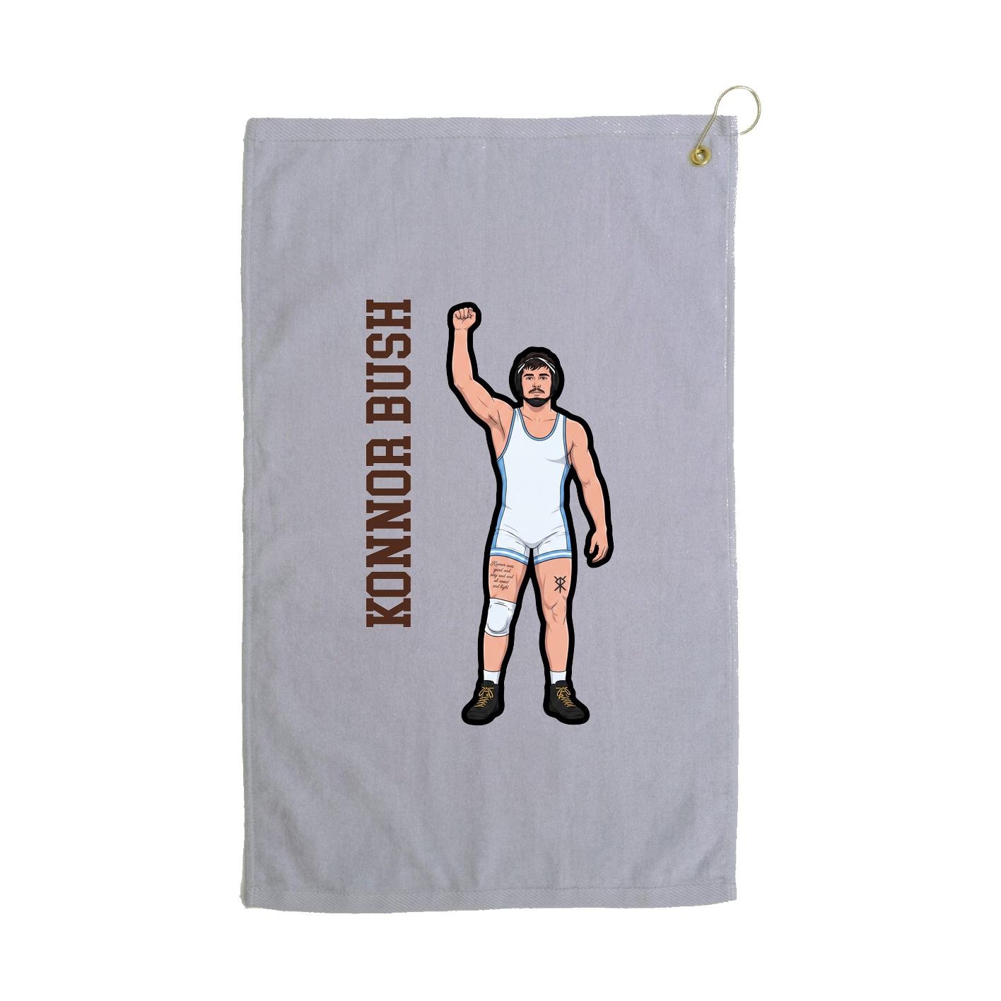 Golf Towel — Name Vertical in Grey