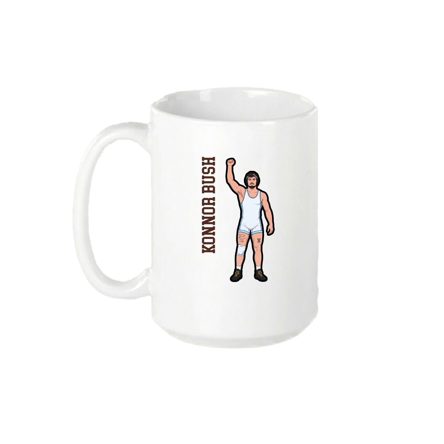 15oz Coffee Mug — Name Vertical in White