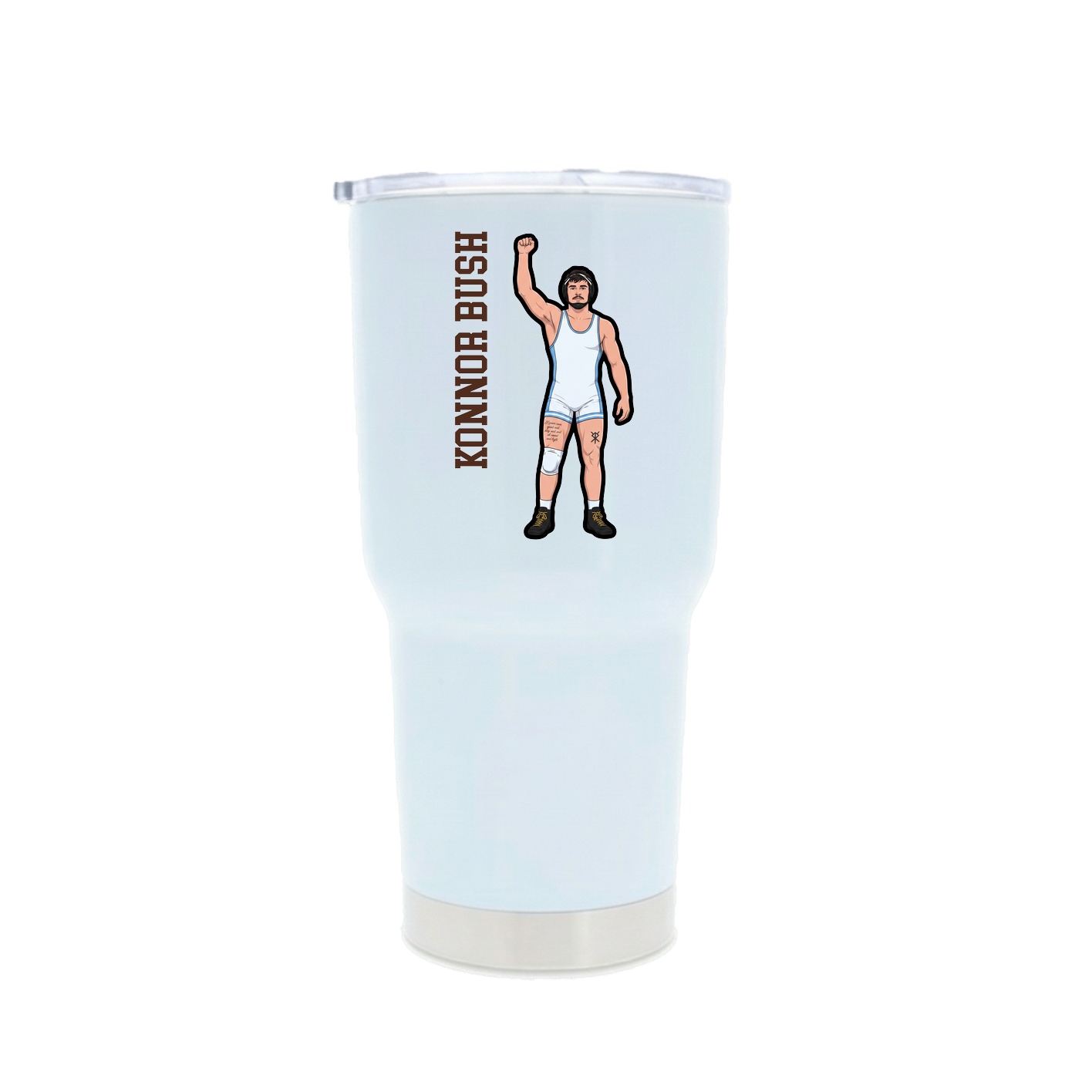 30oz Stainless Steel Tumbler — Name Vertical in White