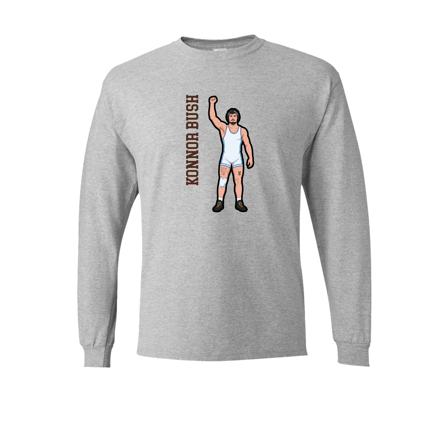 Long Sleeve Tee — Name Vertical in Grey