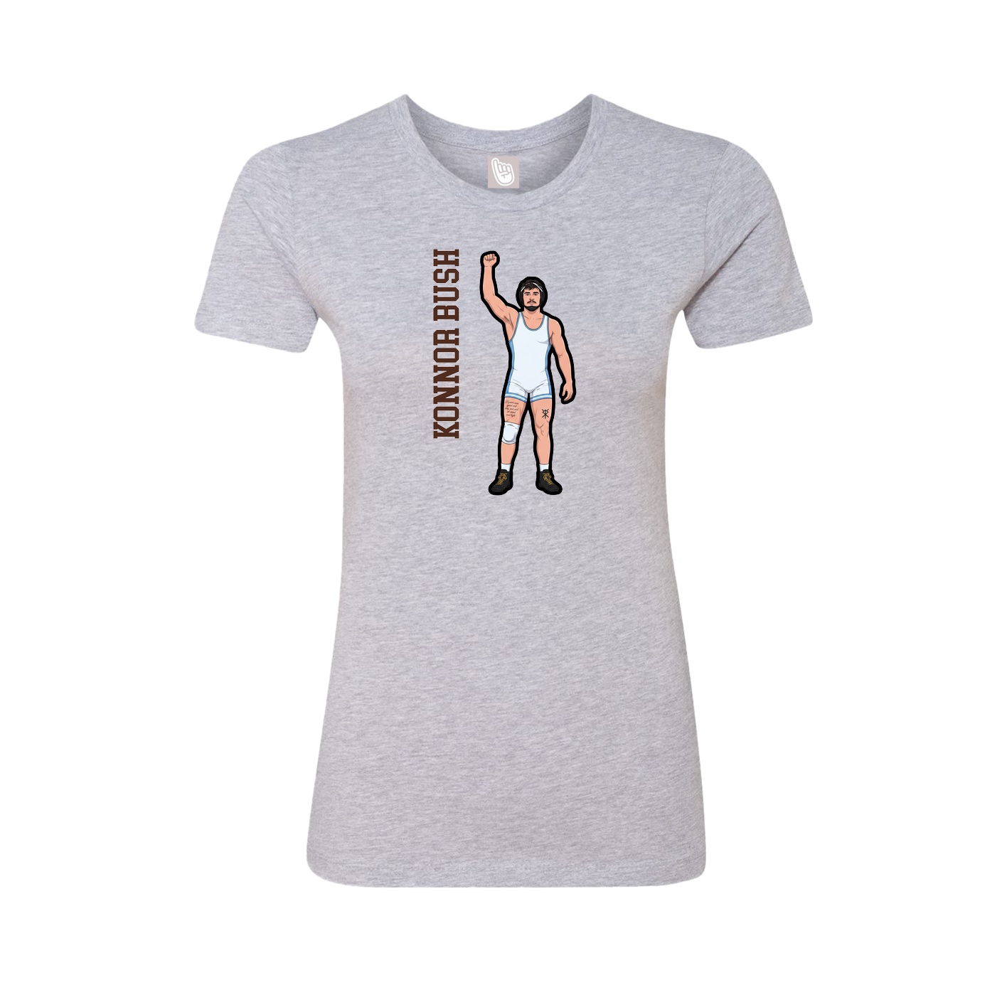 Fitted Women's Tee — Name Vertical in Grey