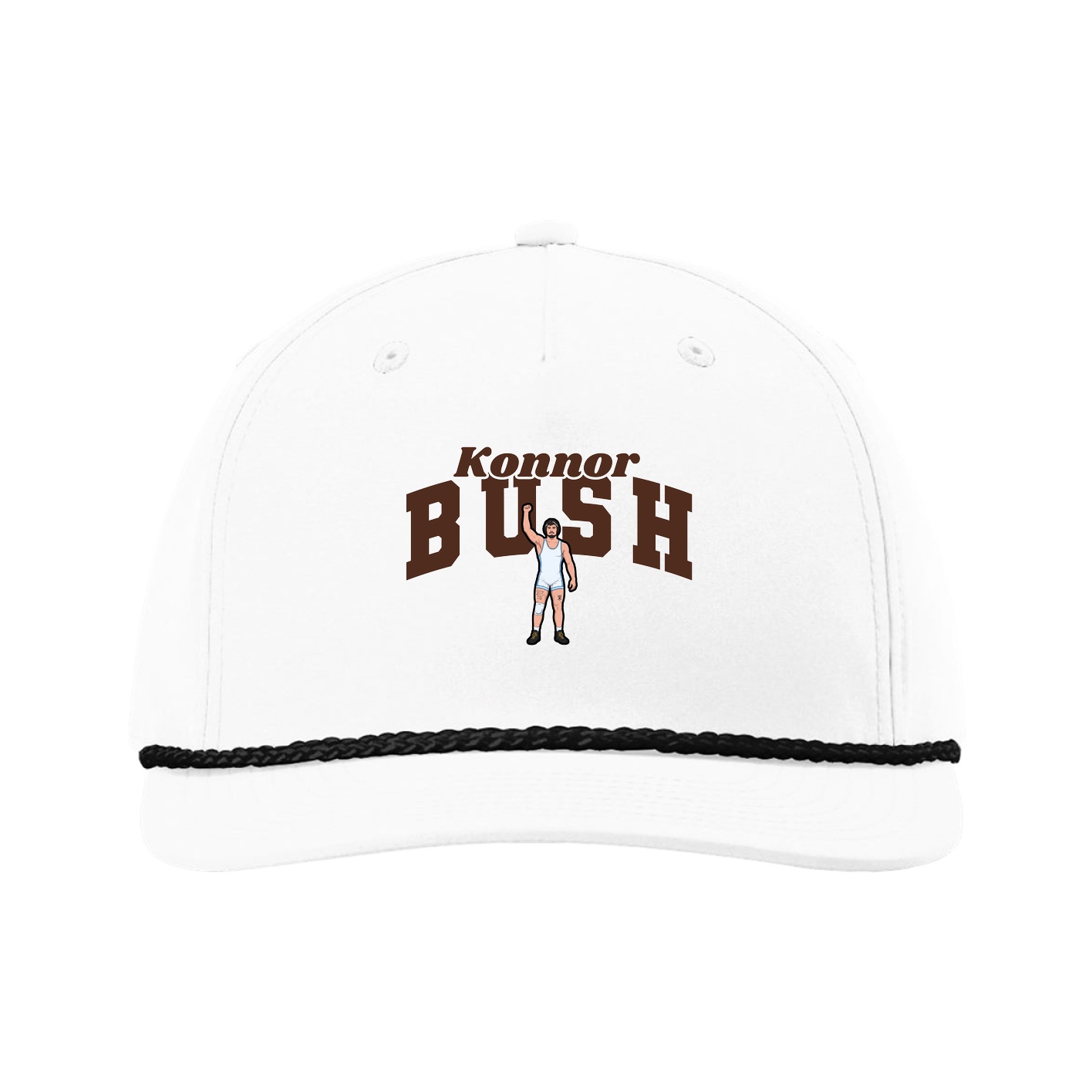 Five-Panel Classic Rope Cap — Signature Arch in White