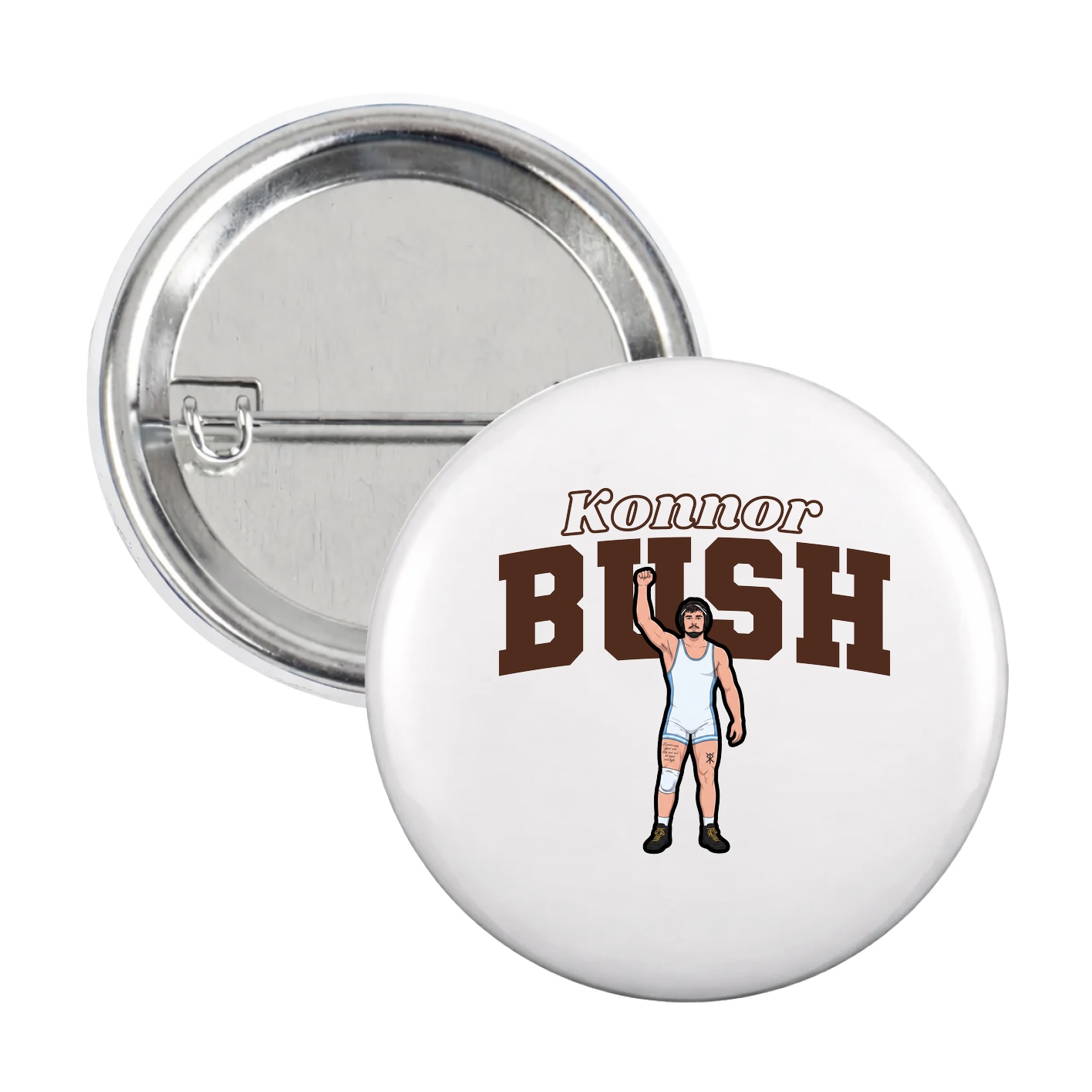 Game Day Button — Name Arch in White