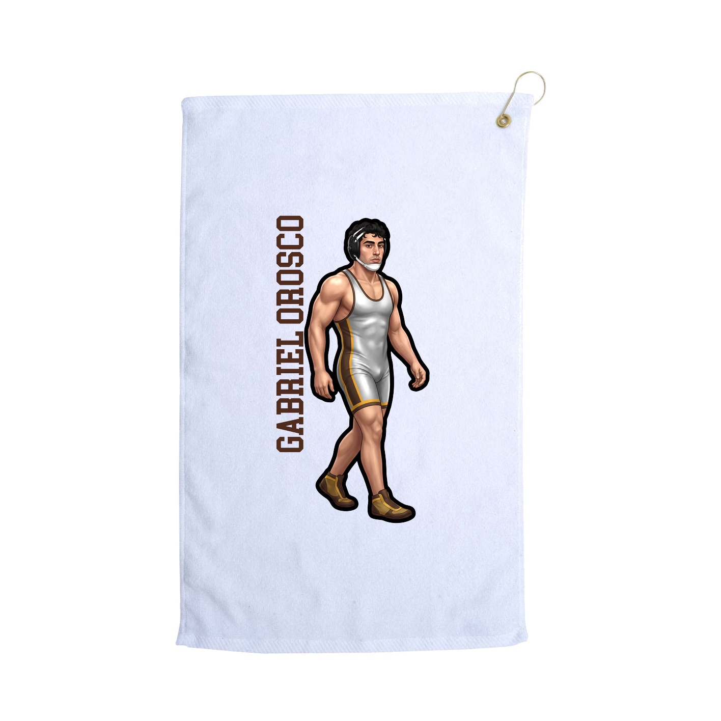 Golf Towel — Name Vertical in White