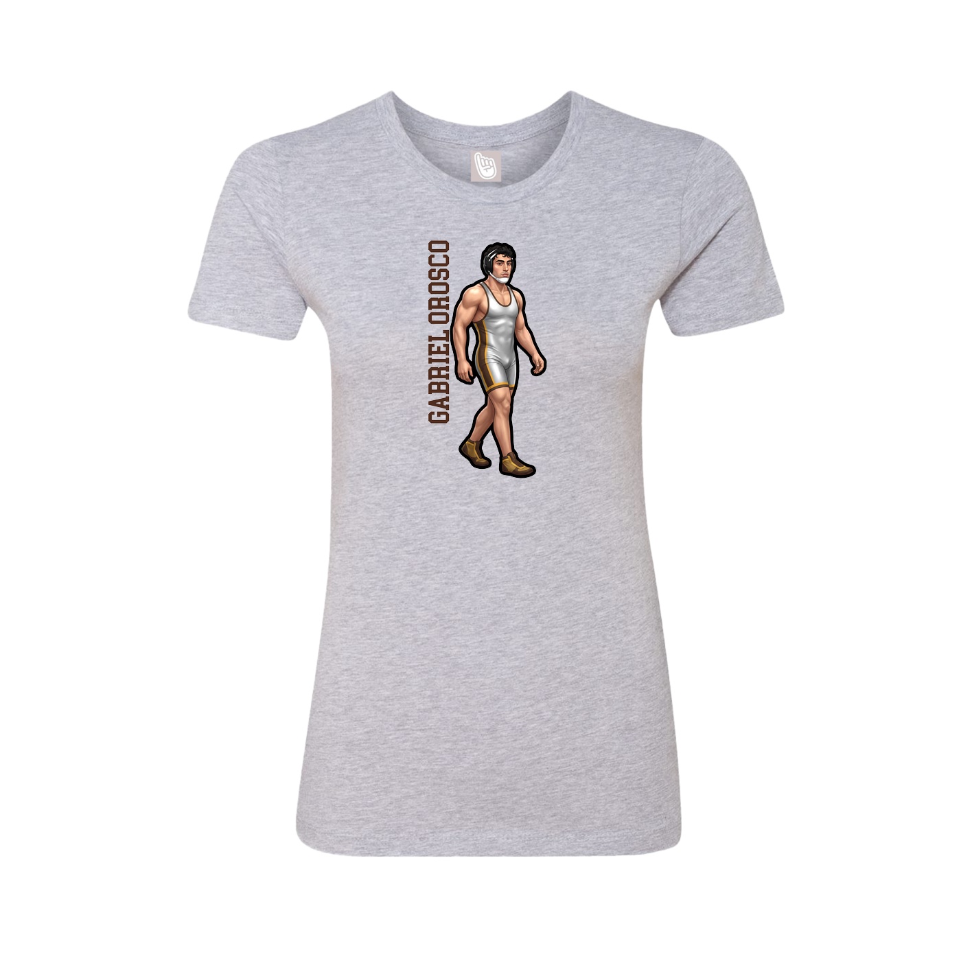 Fitted Women's Tee — Name Vertical in Grey