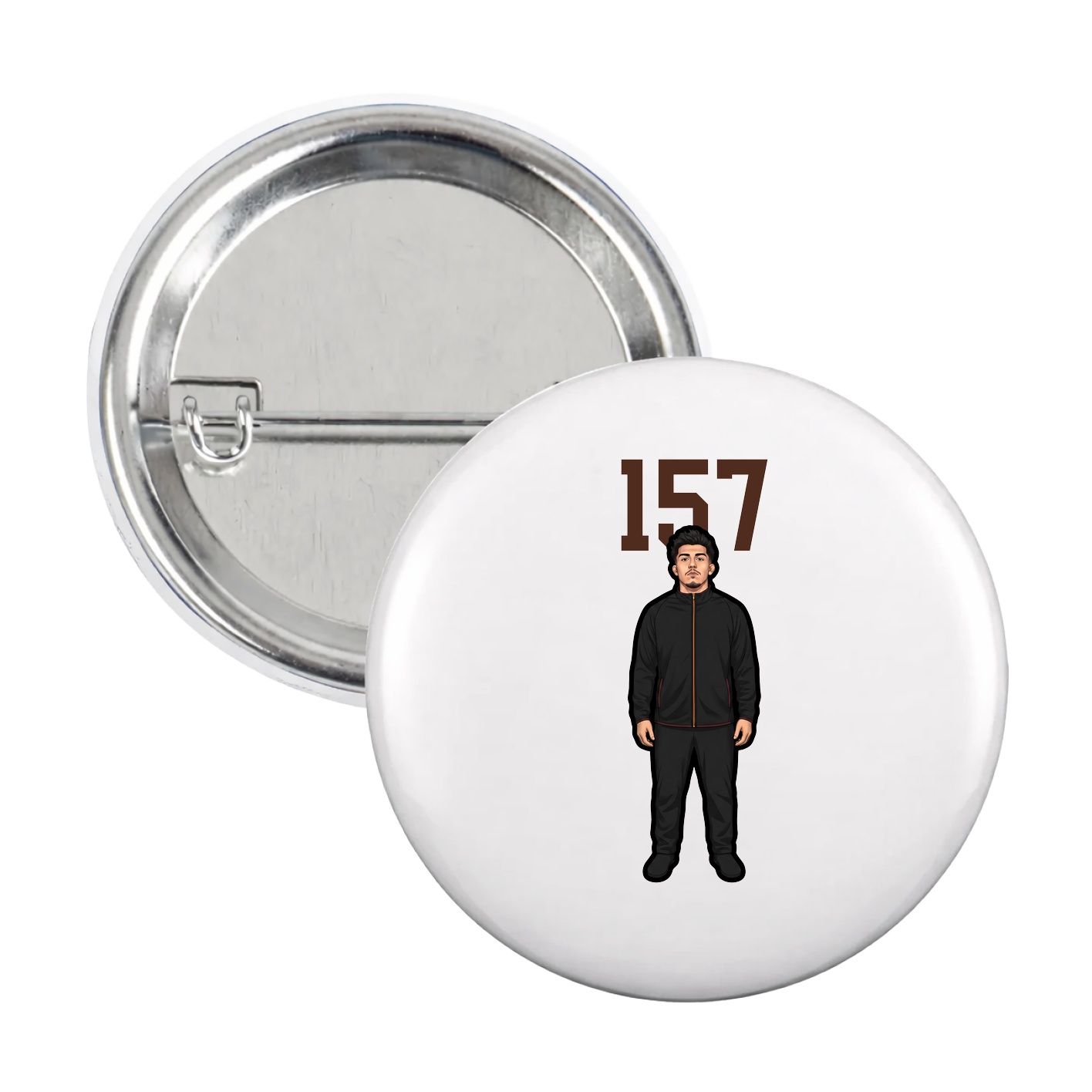 Game Day Button — Number Top in White