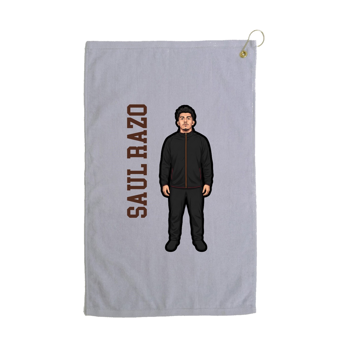Golf Towel — Name Vertical in Grey