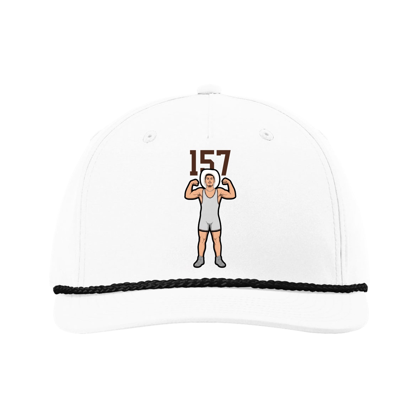 Five-Panel Classic Rope Cap — Number Top in White