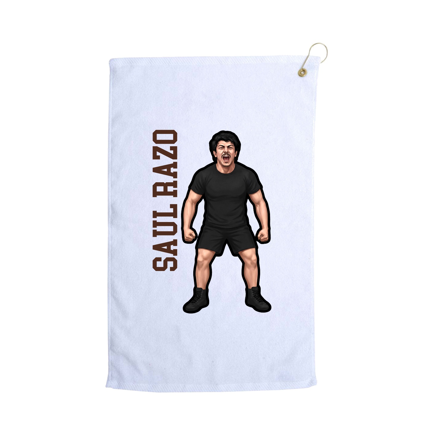 Golf Towel — Name Vertical in White