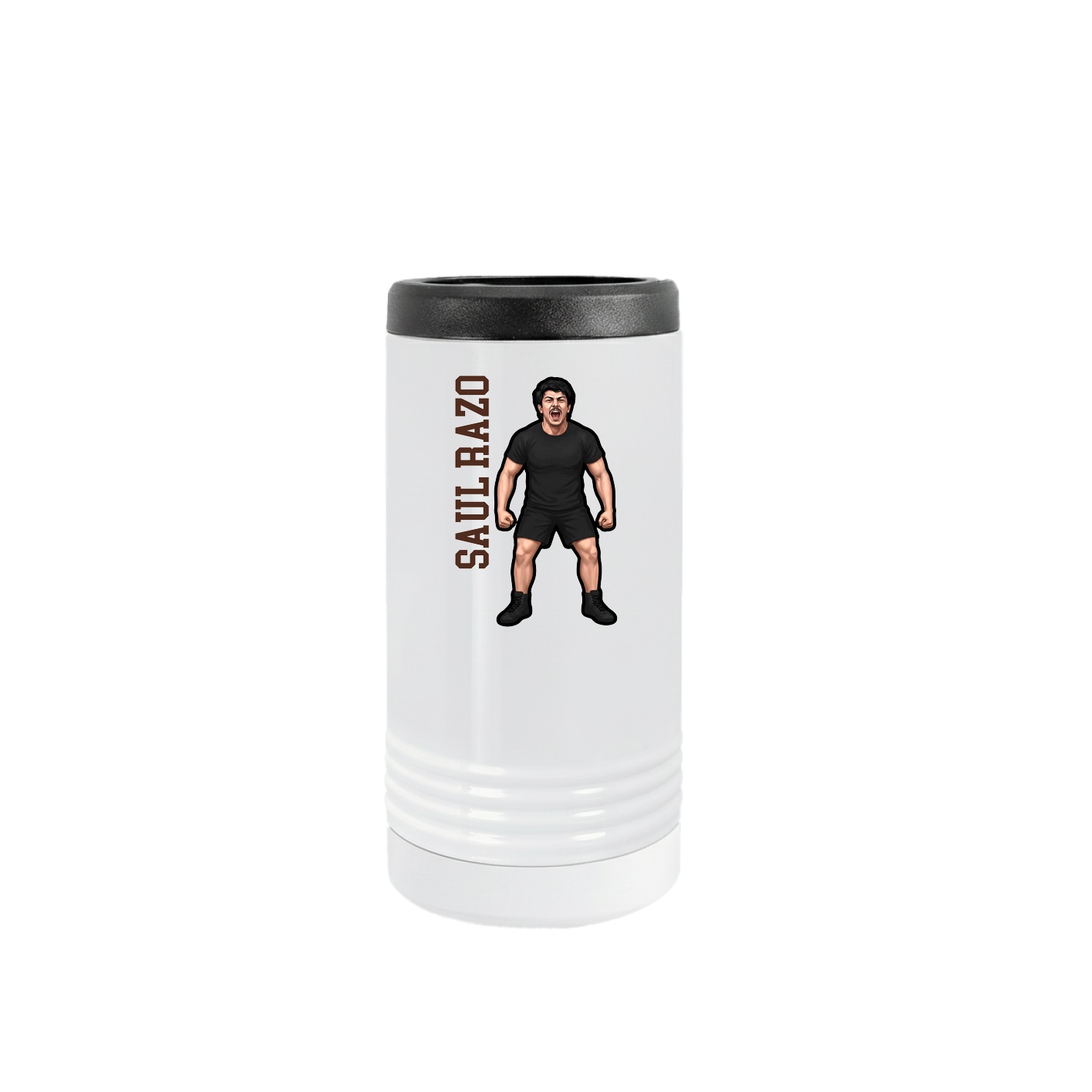 Slim Beverage Holder — Name Vertical in White