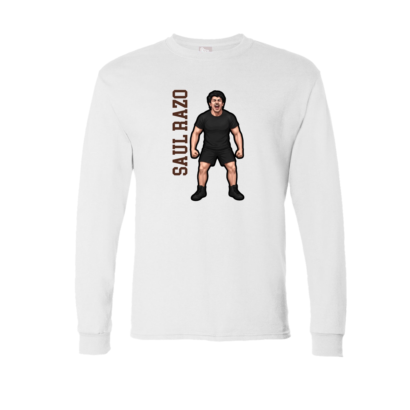 Long Sleeve Tee — Name Vertical in White