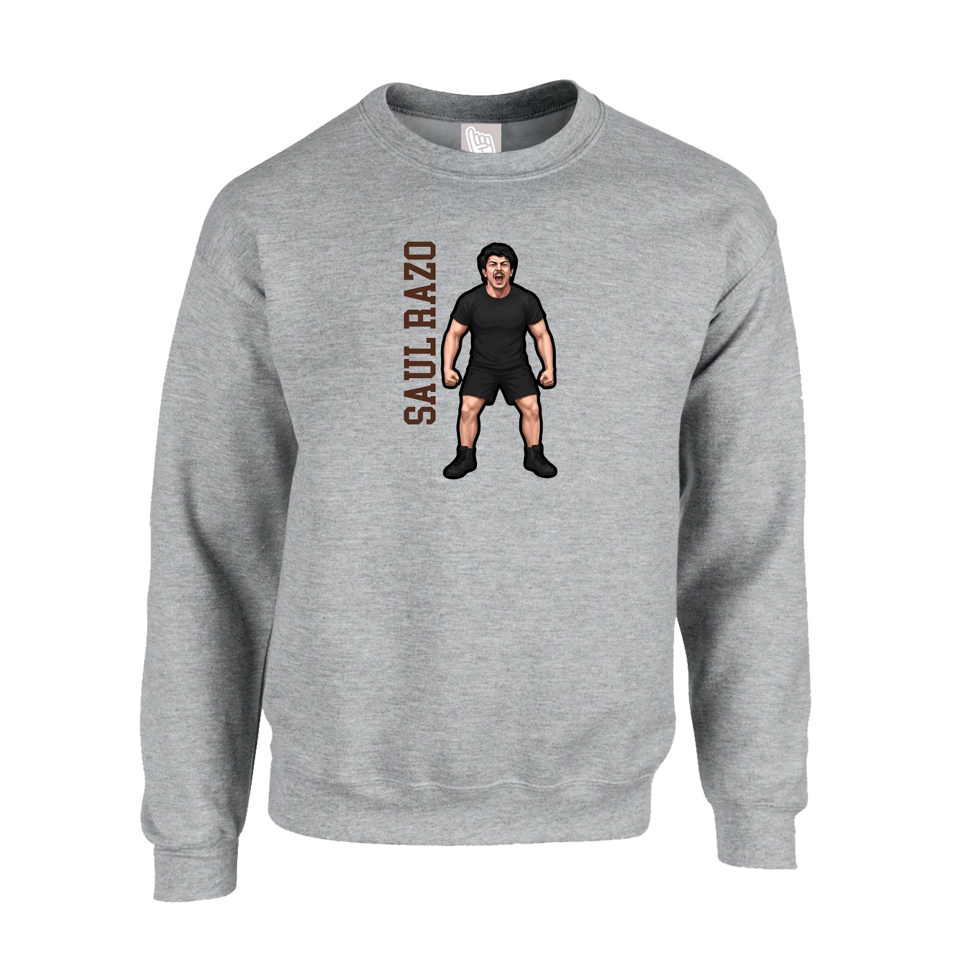 Fleece Crew — Name Vertical in Grey