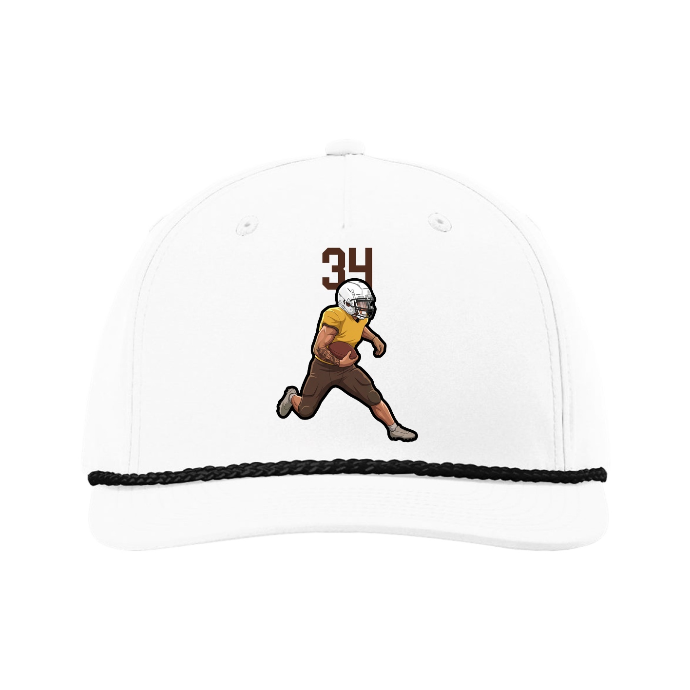 Five-Panel Classic Rope Cap — Number Top in White