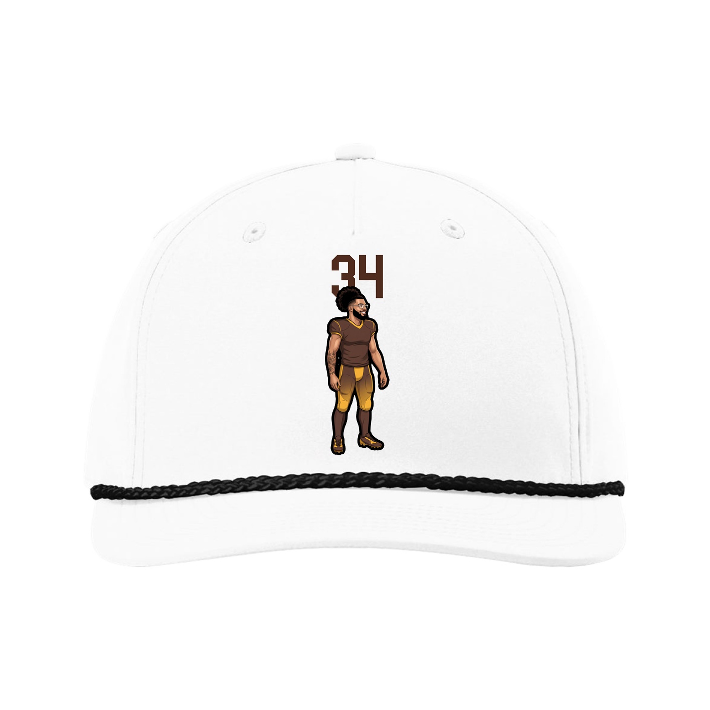 Five-Panel Classic Rope Cap — Number Top in White