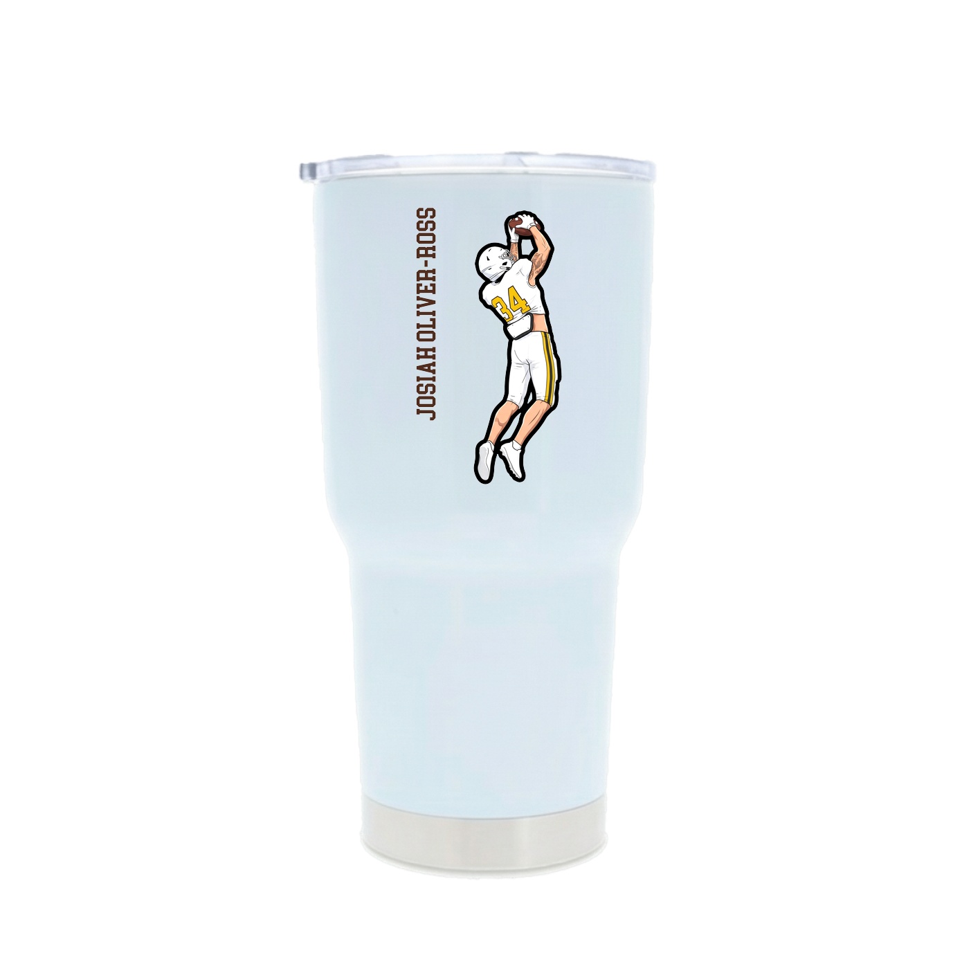 30oz Stainless Steel Tumbler — Name Vertical in White