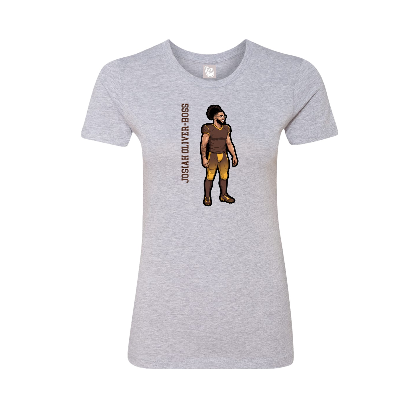 Fitted Women's Tee — Name Vertical in Grey