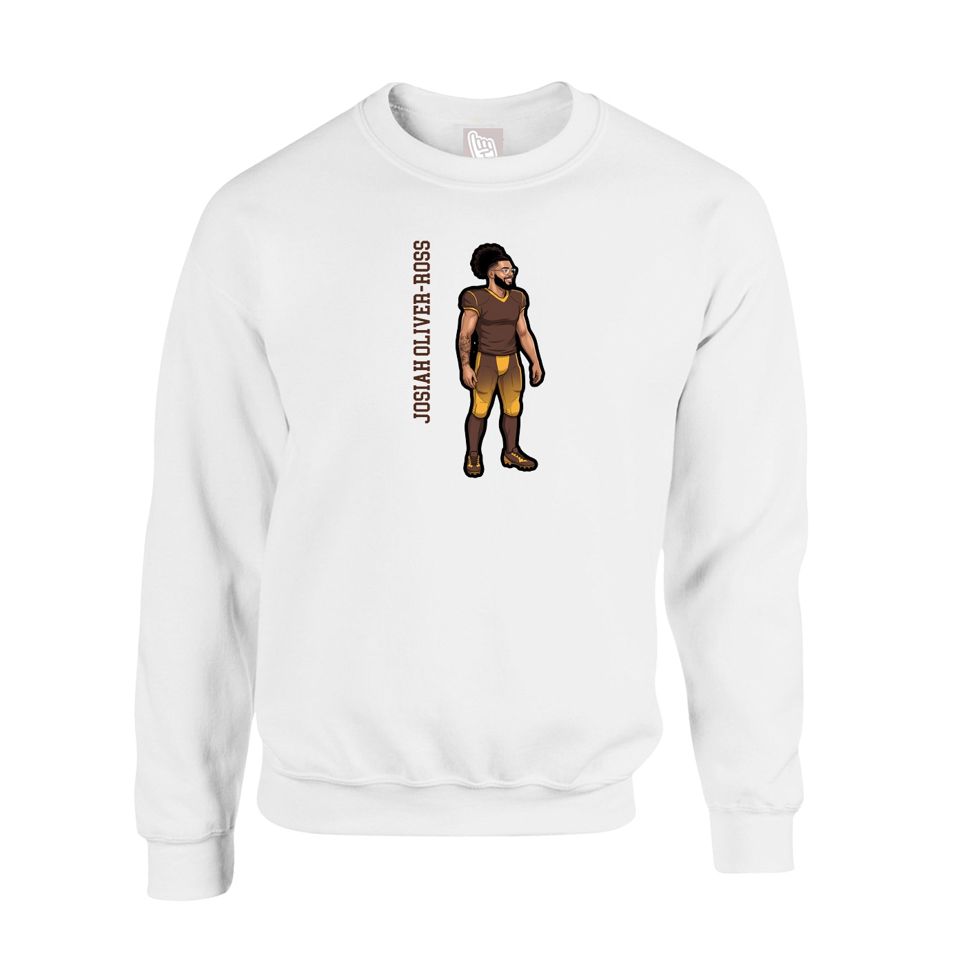 Fleece Crew — Name Vertical in White