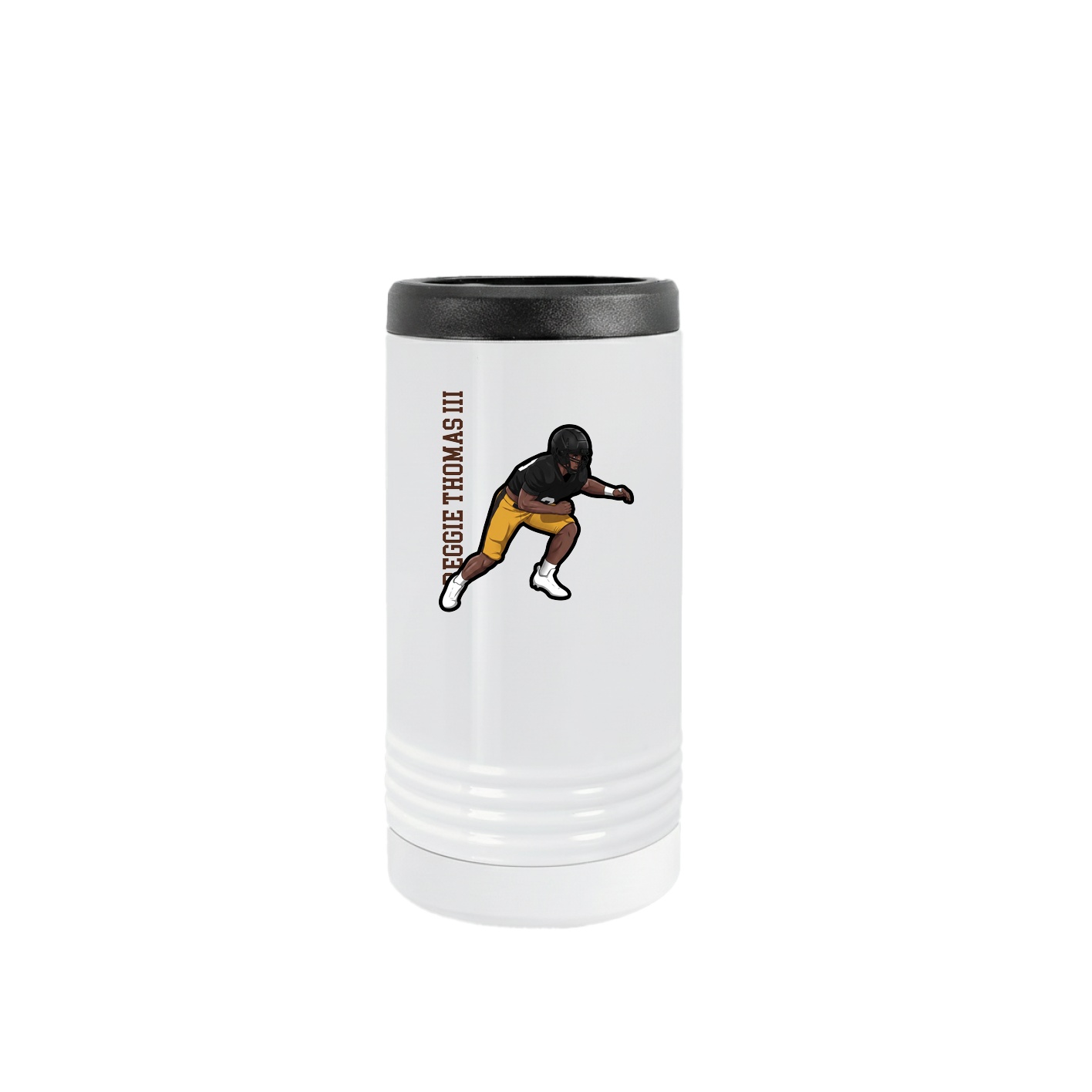 Slim Beverage Holder — Name Vertical in White