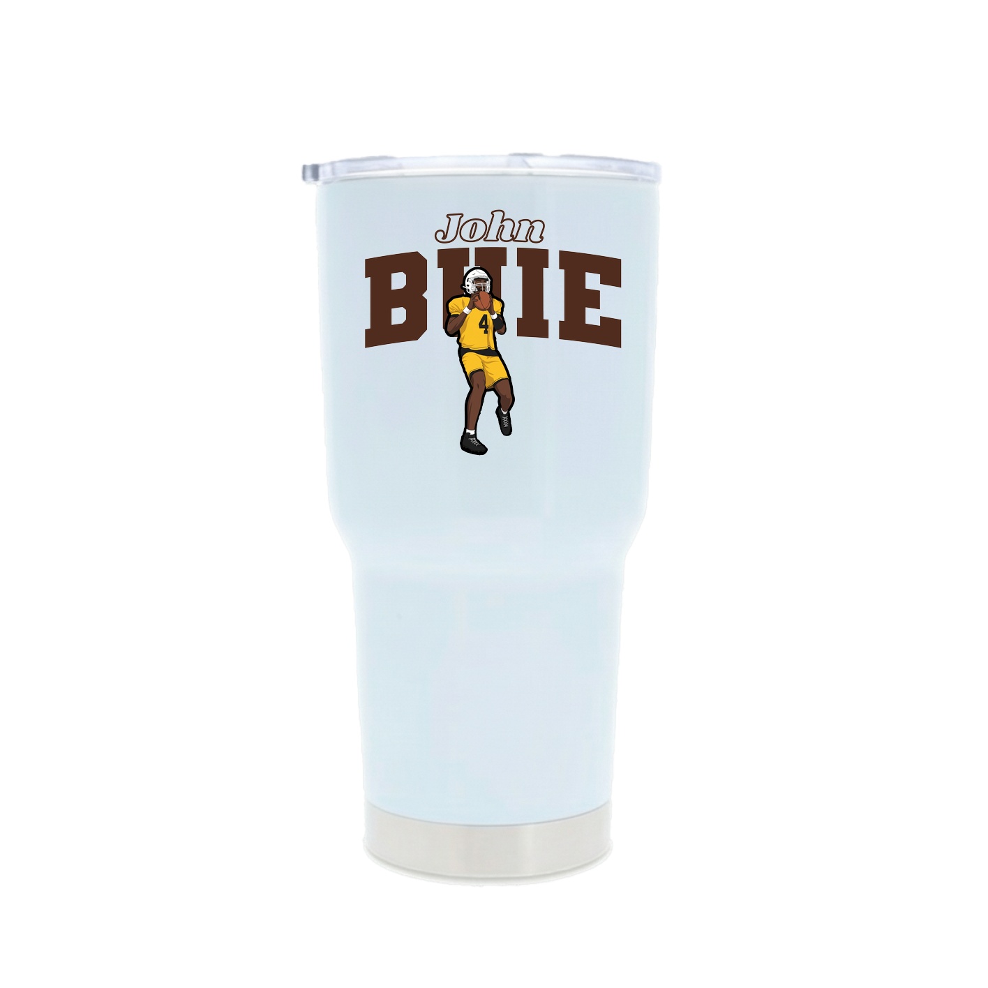 30oz Stainless Steel Tumbler — Name Arch in White
