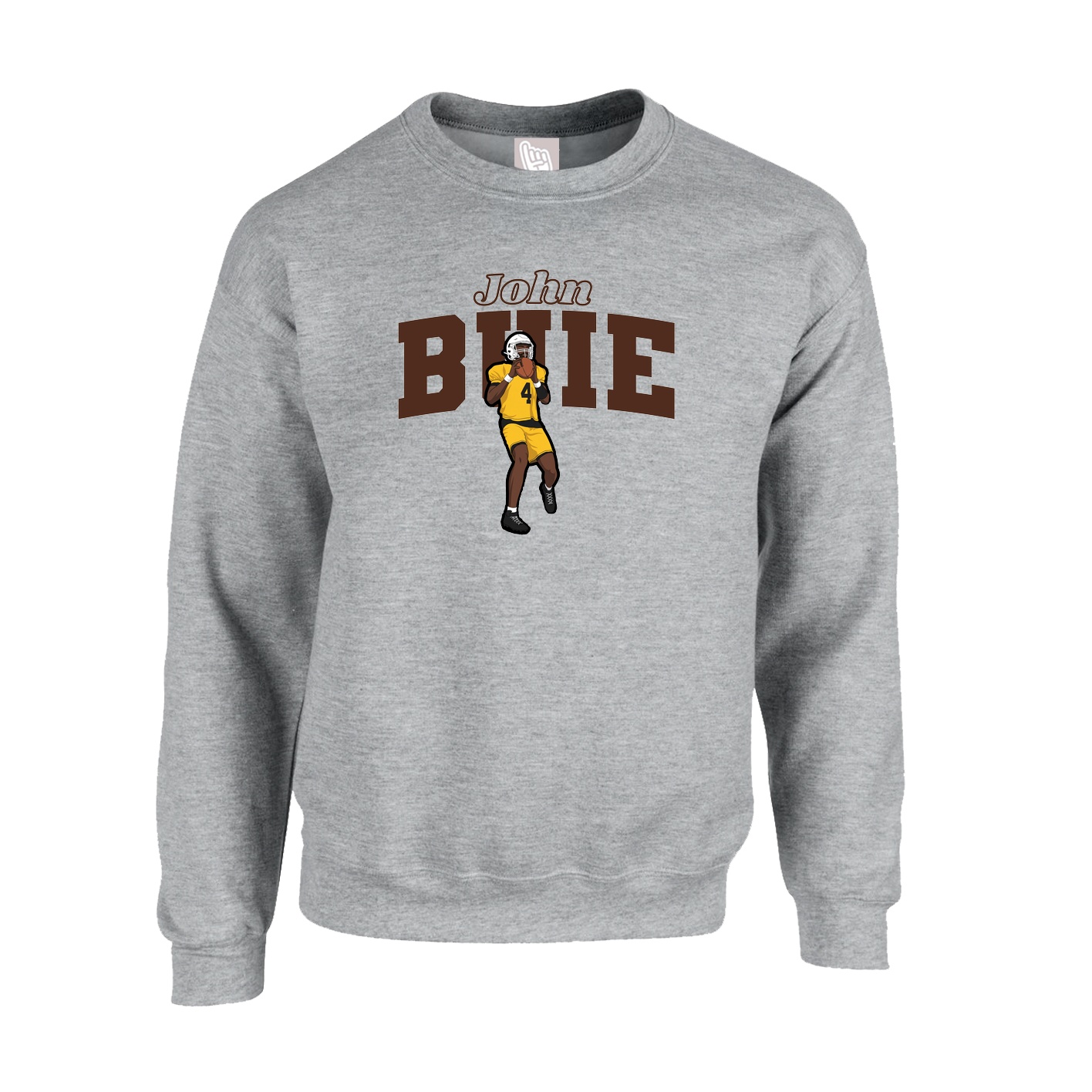 Fleece Crew — Name Arch in Grey