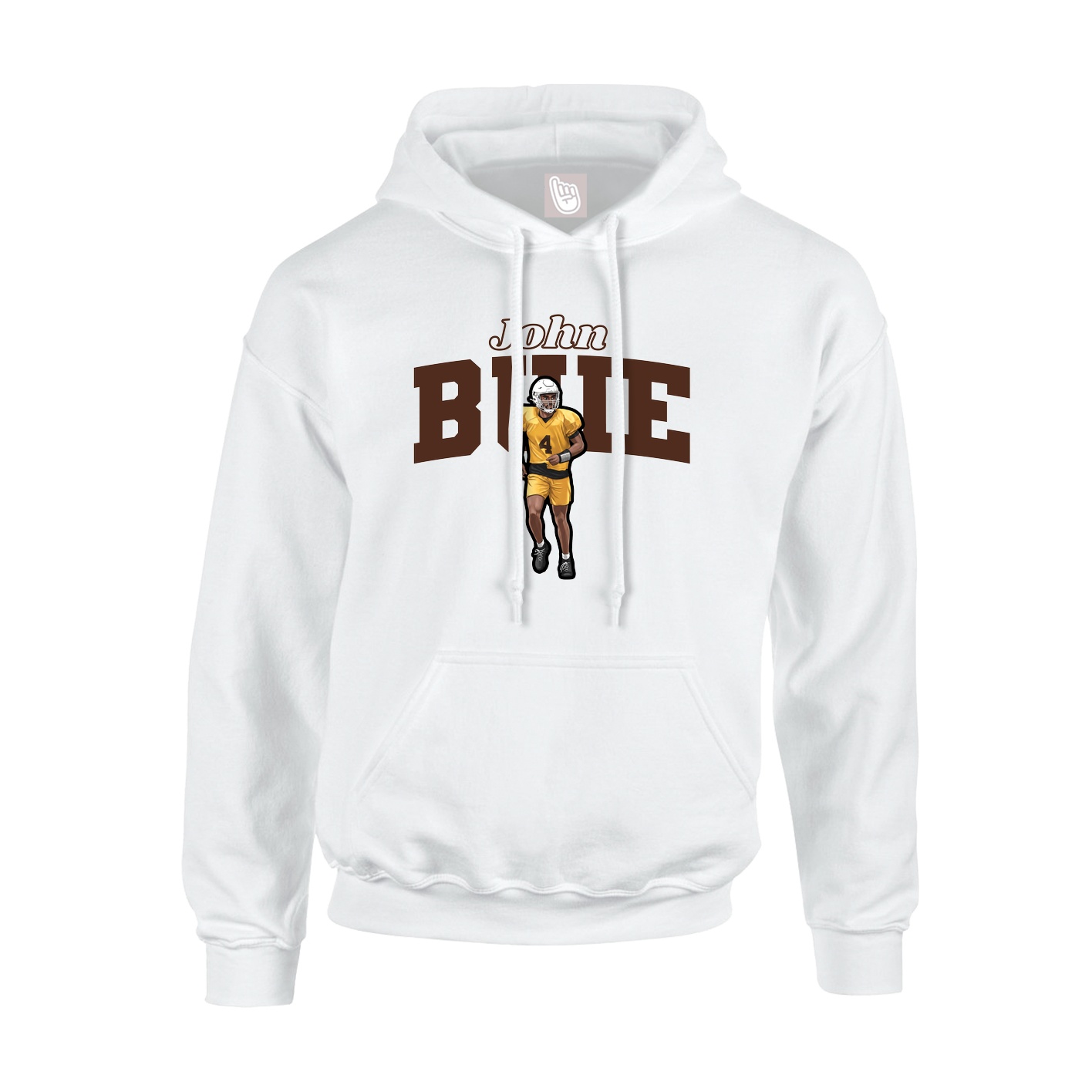 Youth Hoodie — Name Arch in White