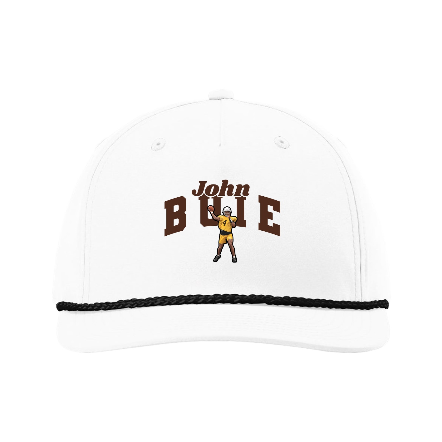 Five-Panel Classic Rope Cap — Signature Arch in White