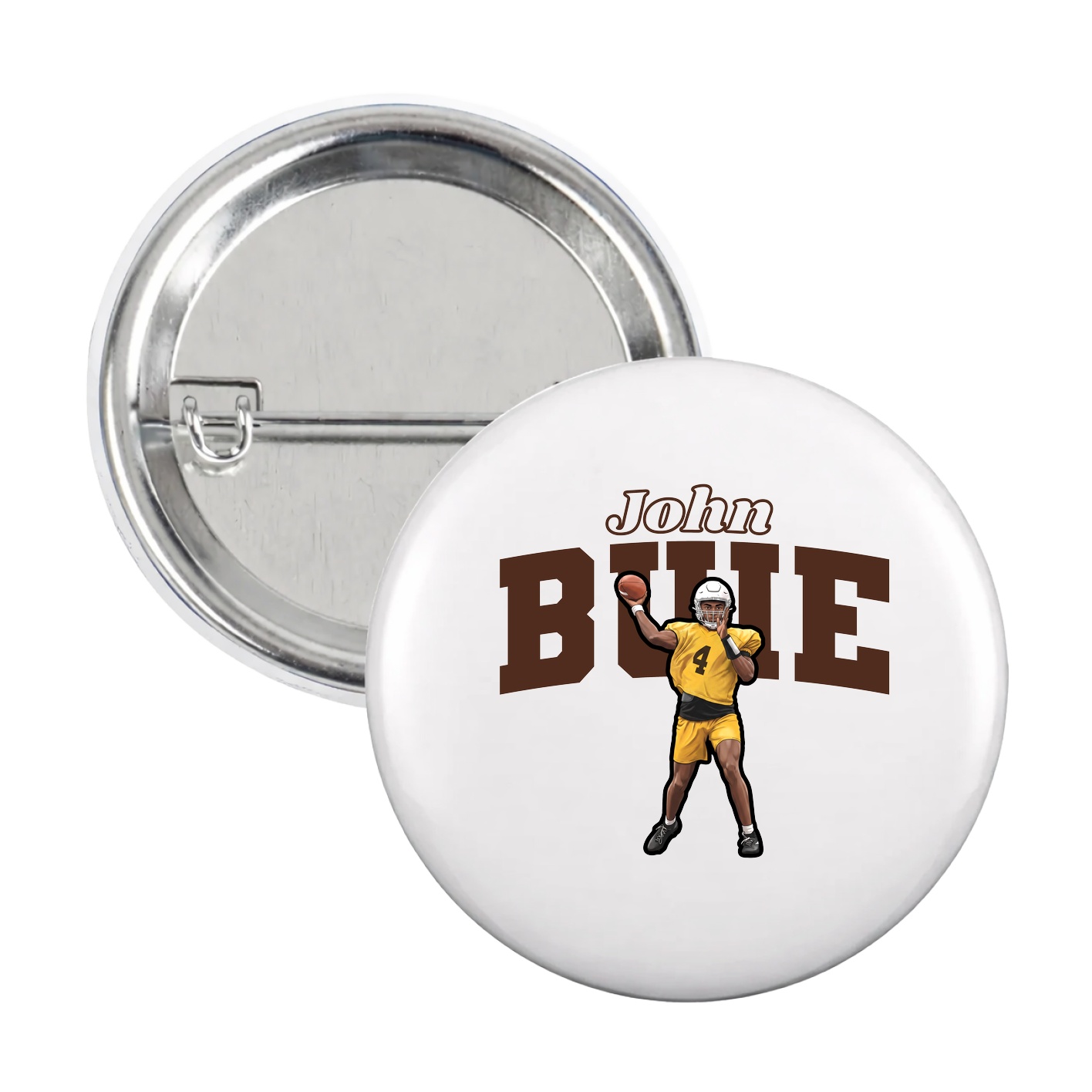 Game Day Button — Name Arch in White
