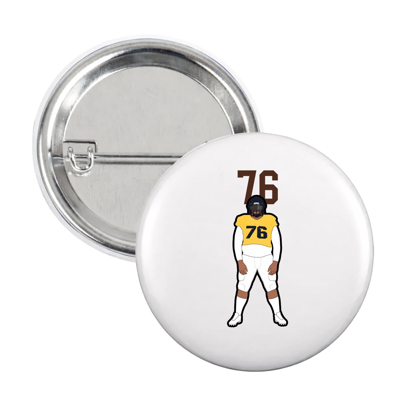 Game Day Button — Number Top in White