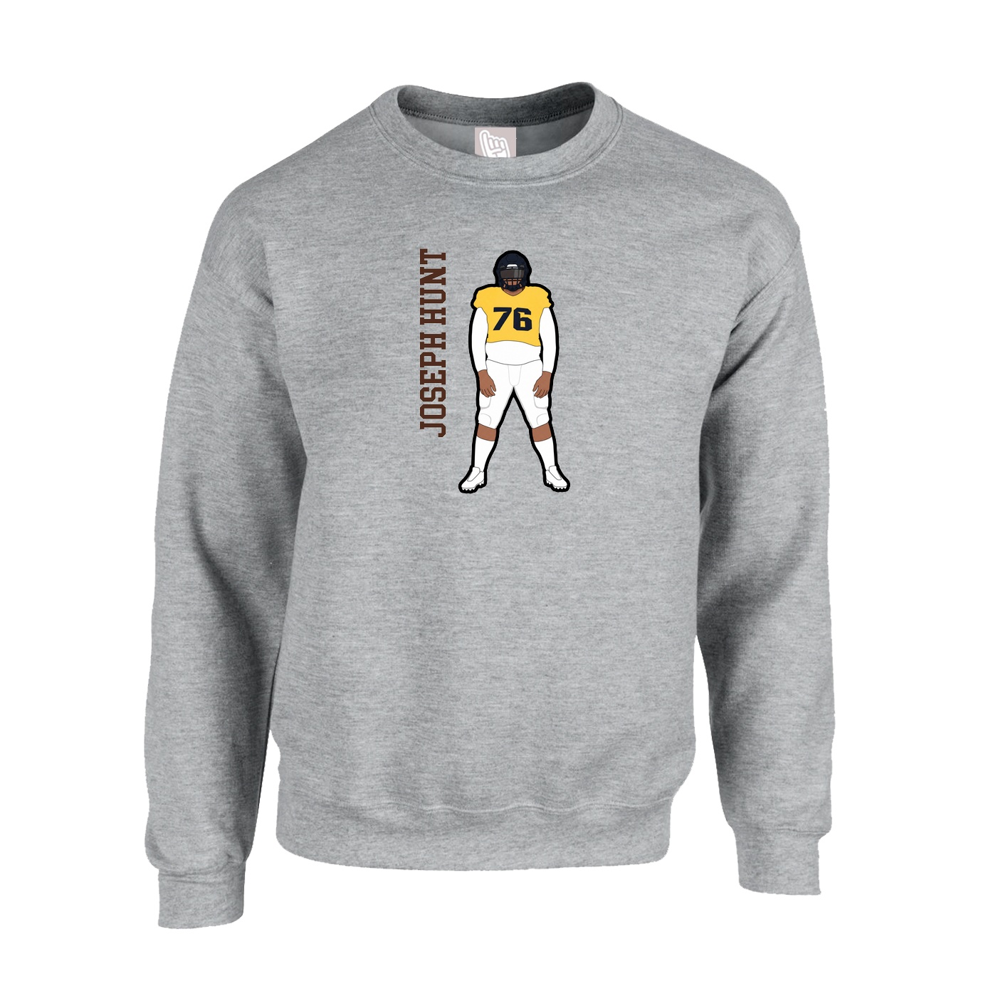 Fleece Crew — Name Vertical in Grey