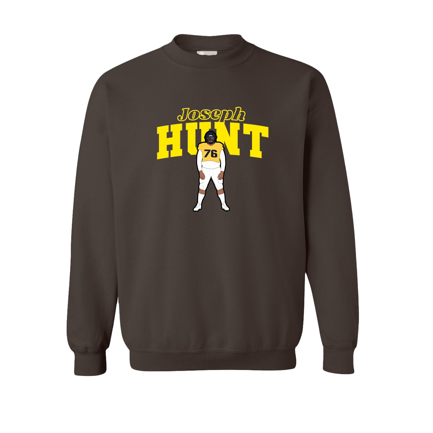 Fleece Crew — Name Arch in Brown