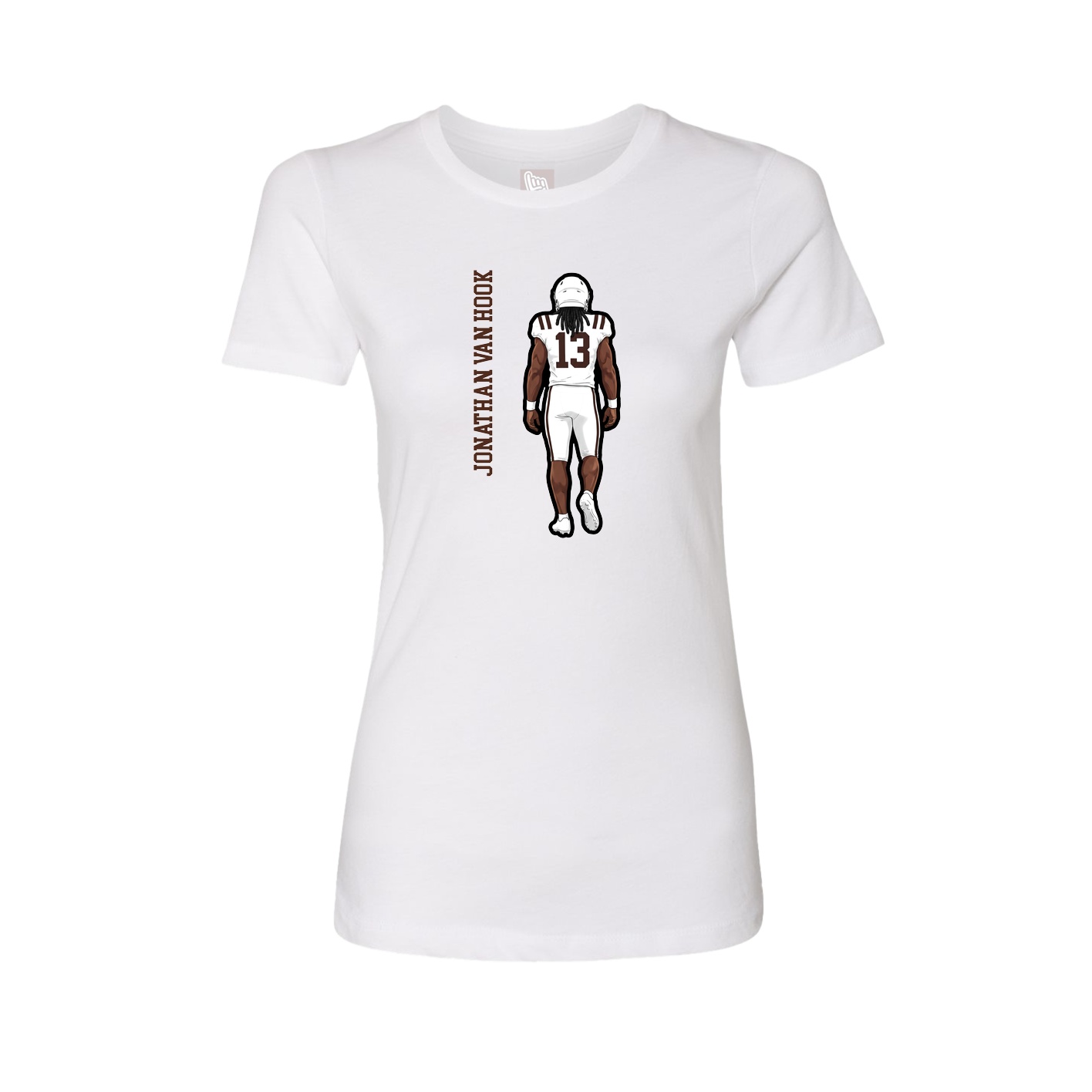 Fitted Women's Tee — Name Vertical in White