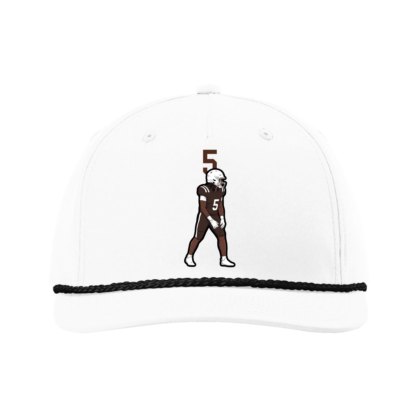 Five-Panel Classic Rope Cap — Number Top in White