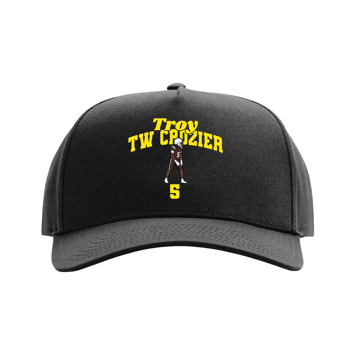 Full Fabric Five-Panel Champ Cap — Signature Arch in Black