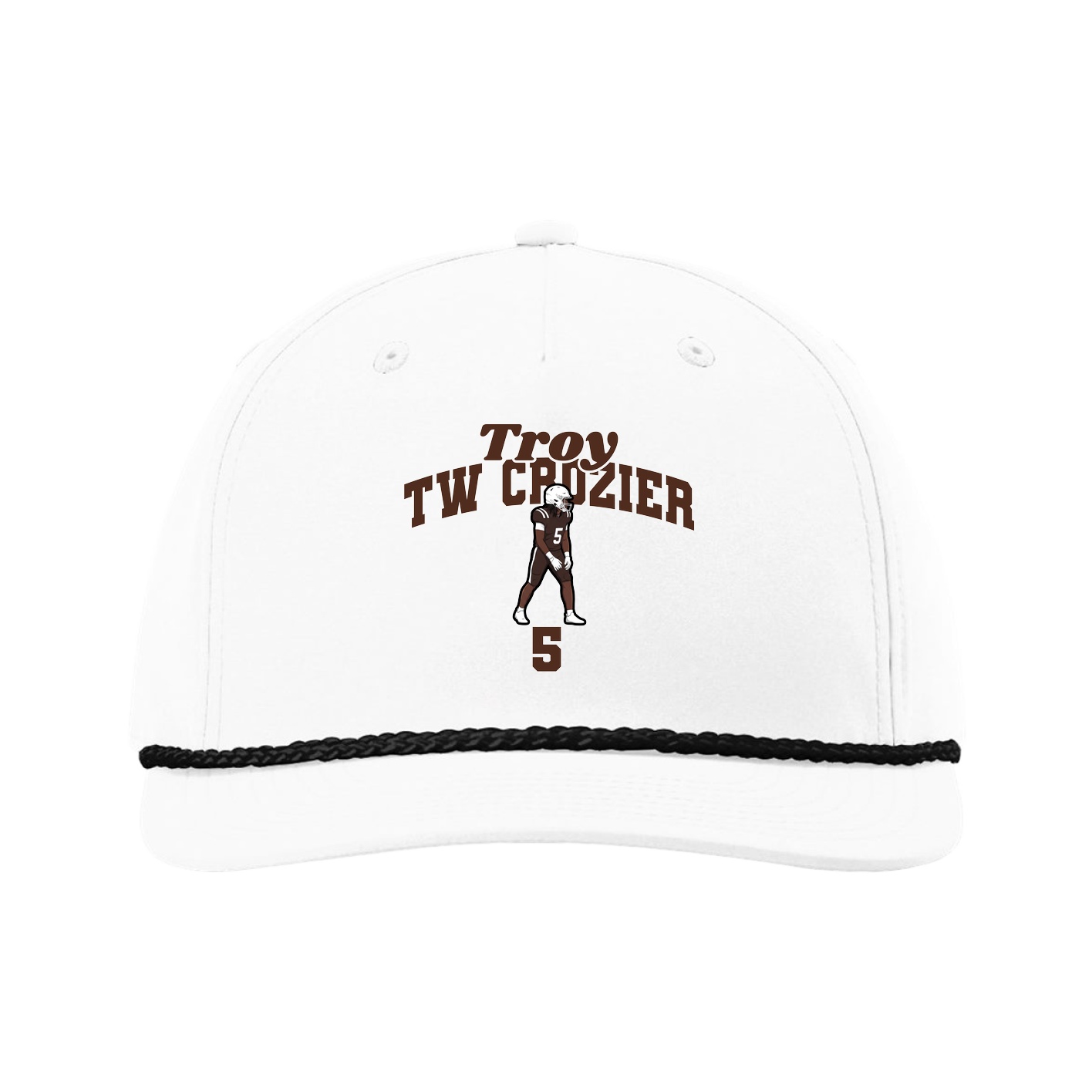 Five-Panel Classic Rope Cap — Signature Arch in White