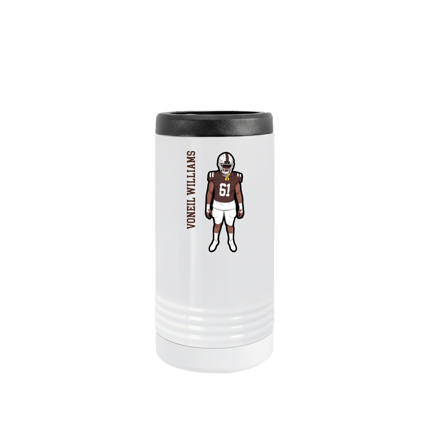 Slim Beverage Holder — Name Vertical in White