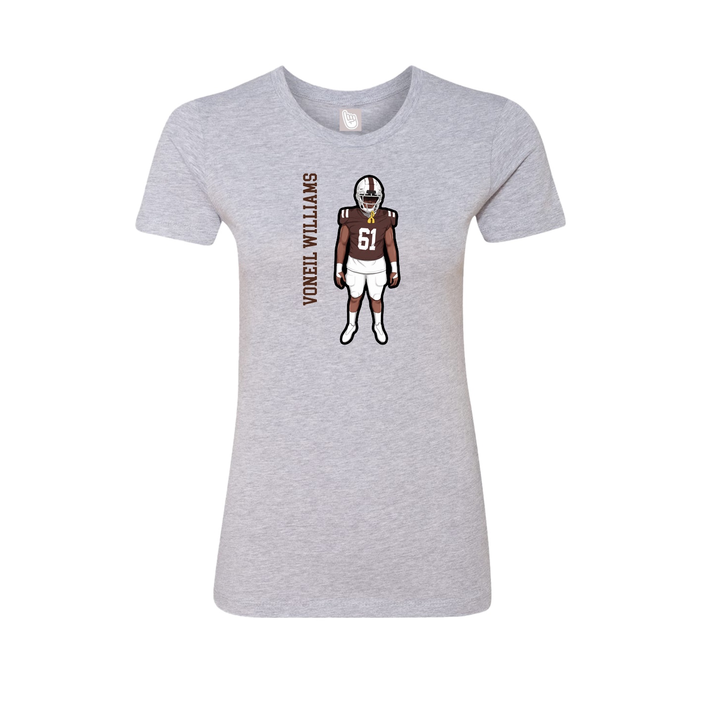 Fitted Women's Tee — Name Vertical in Grey