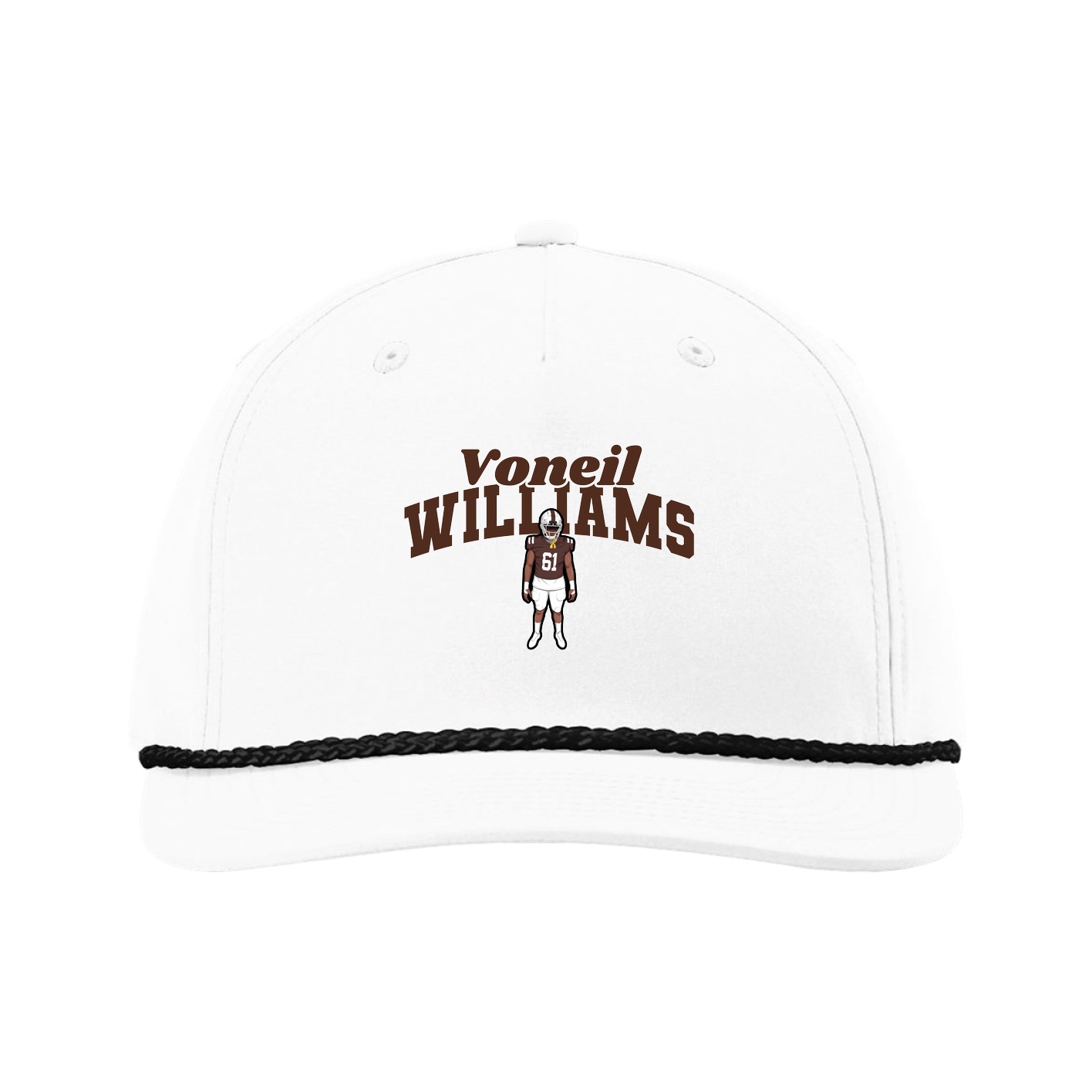 Five-Panel Classic Rope Cap — Signature Arch in White