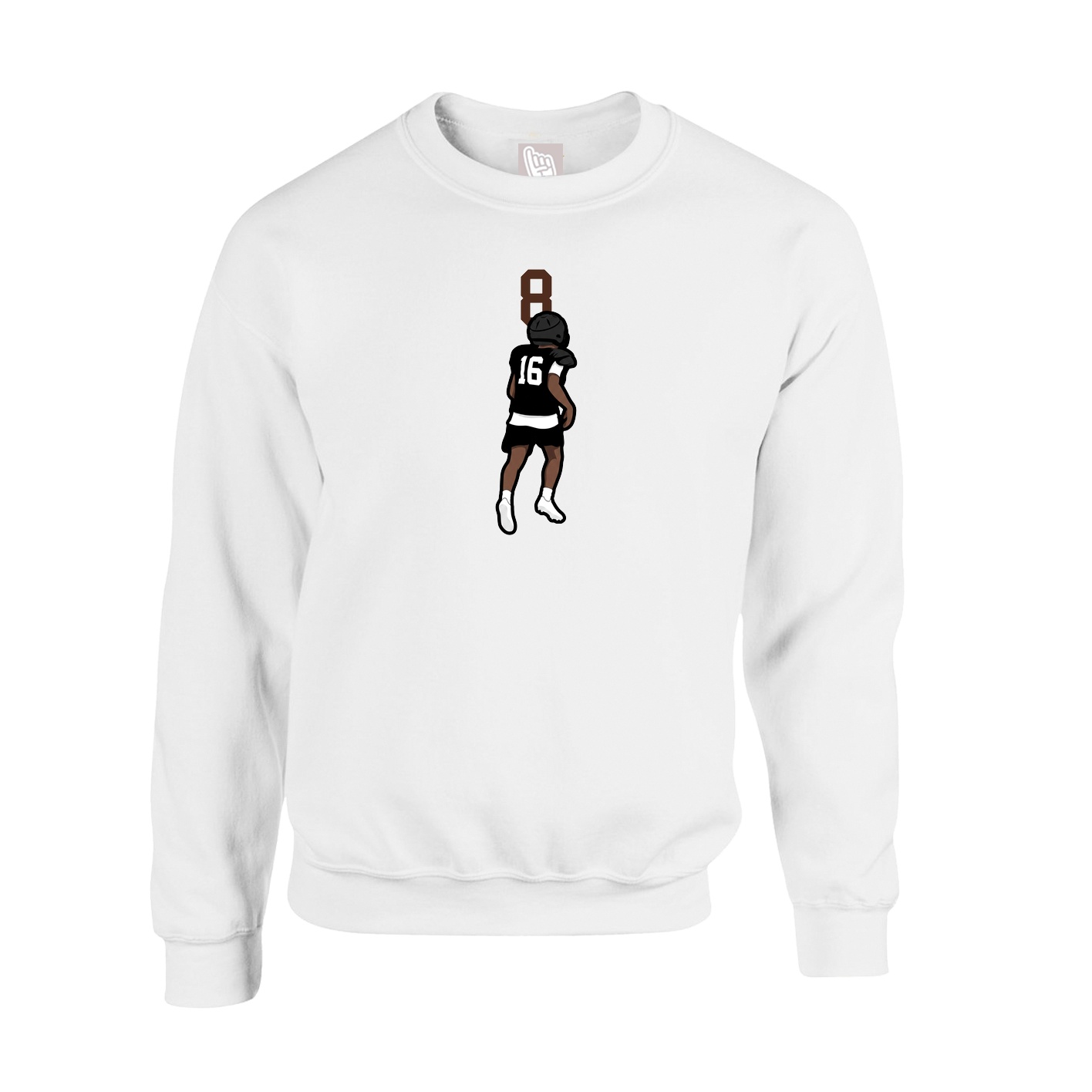 Fleece Crew — Number Top in White