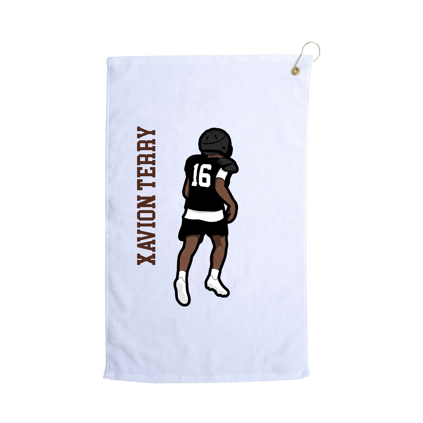Golf Towel — Name Vertical in White