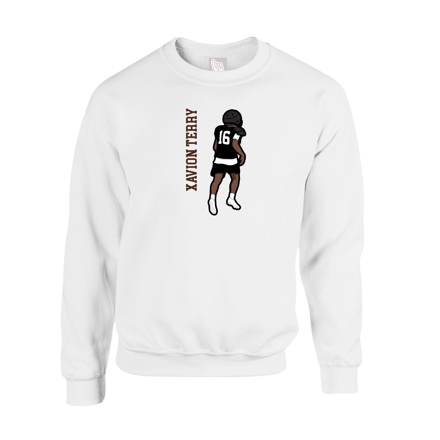 Fleece Crew — Name Vertical in White