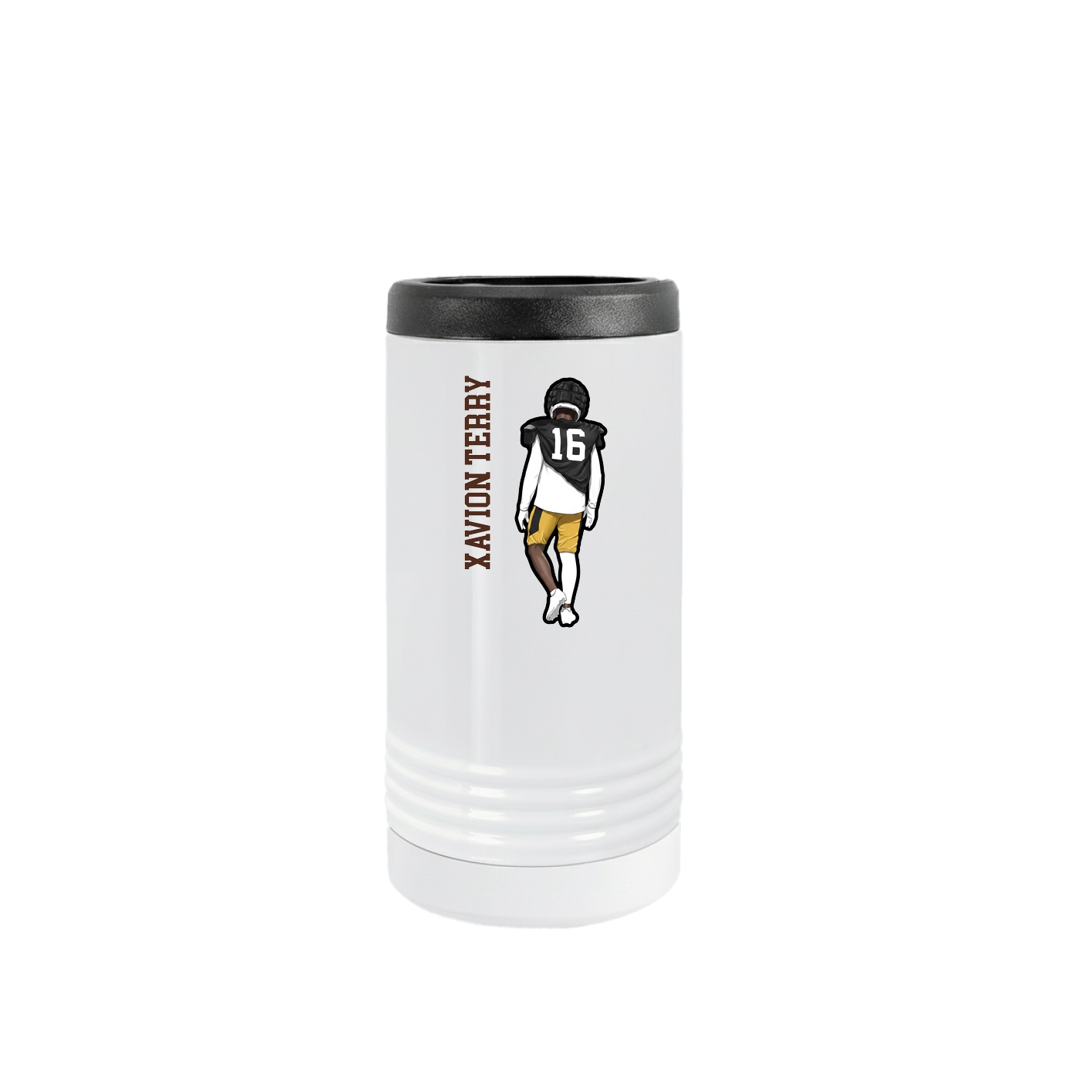 Slim Beverage Holder — Name Vertical in White