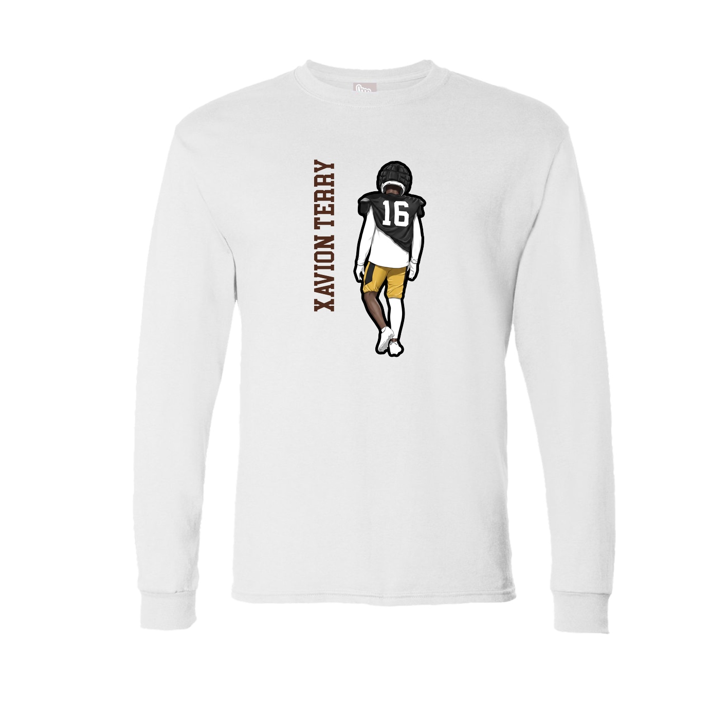 Long Sleeve Tee — Name Vertical in White