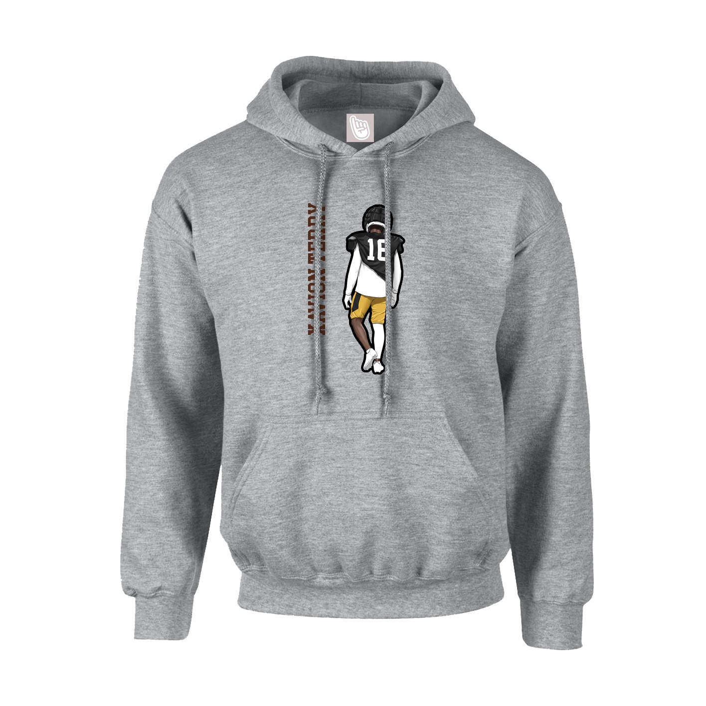 Youth Hoodie — Name Vertical in Grey