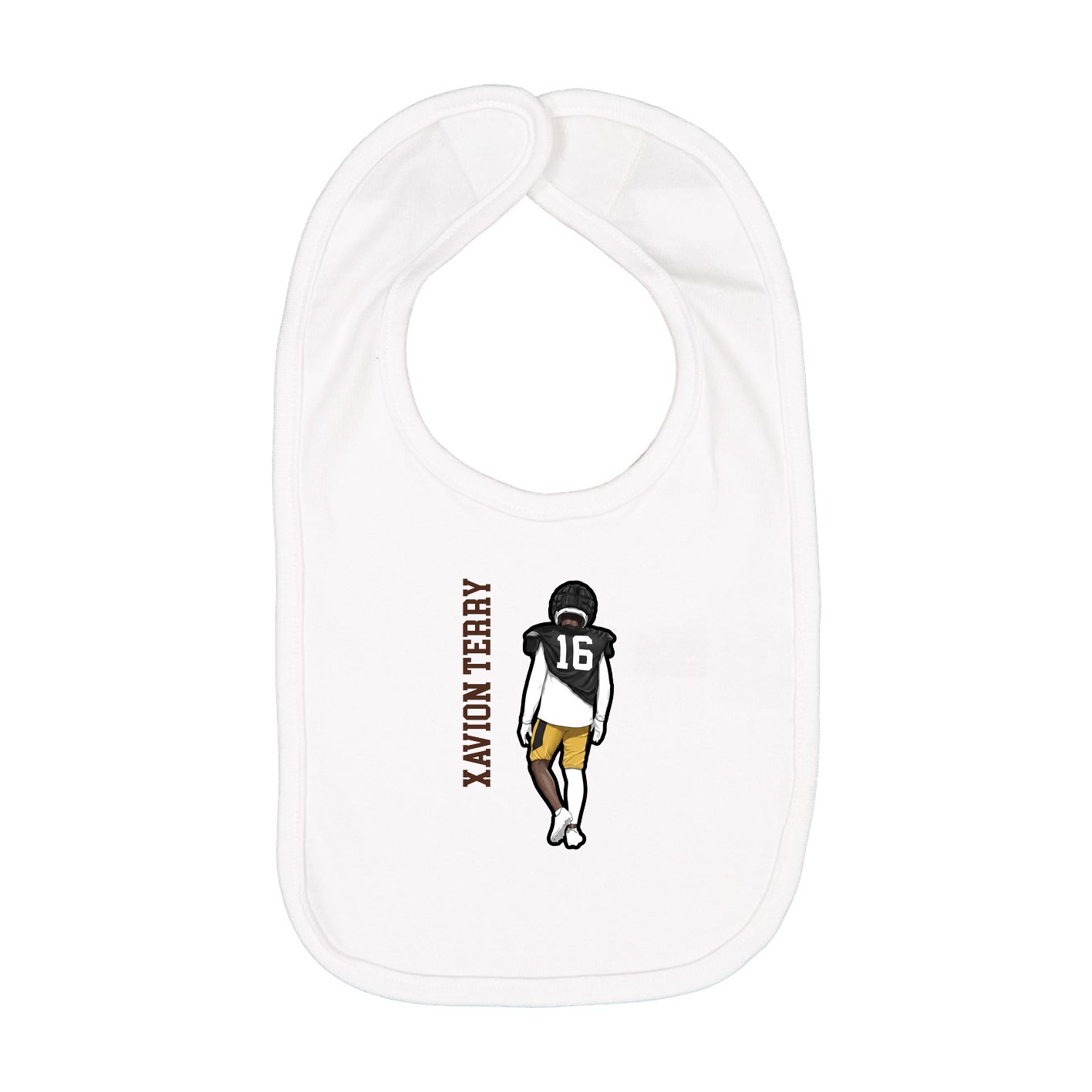 Infant Bib — Name Vertical in White