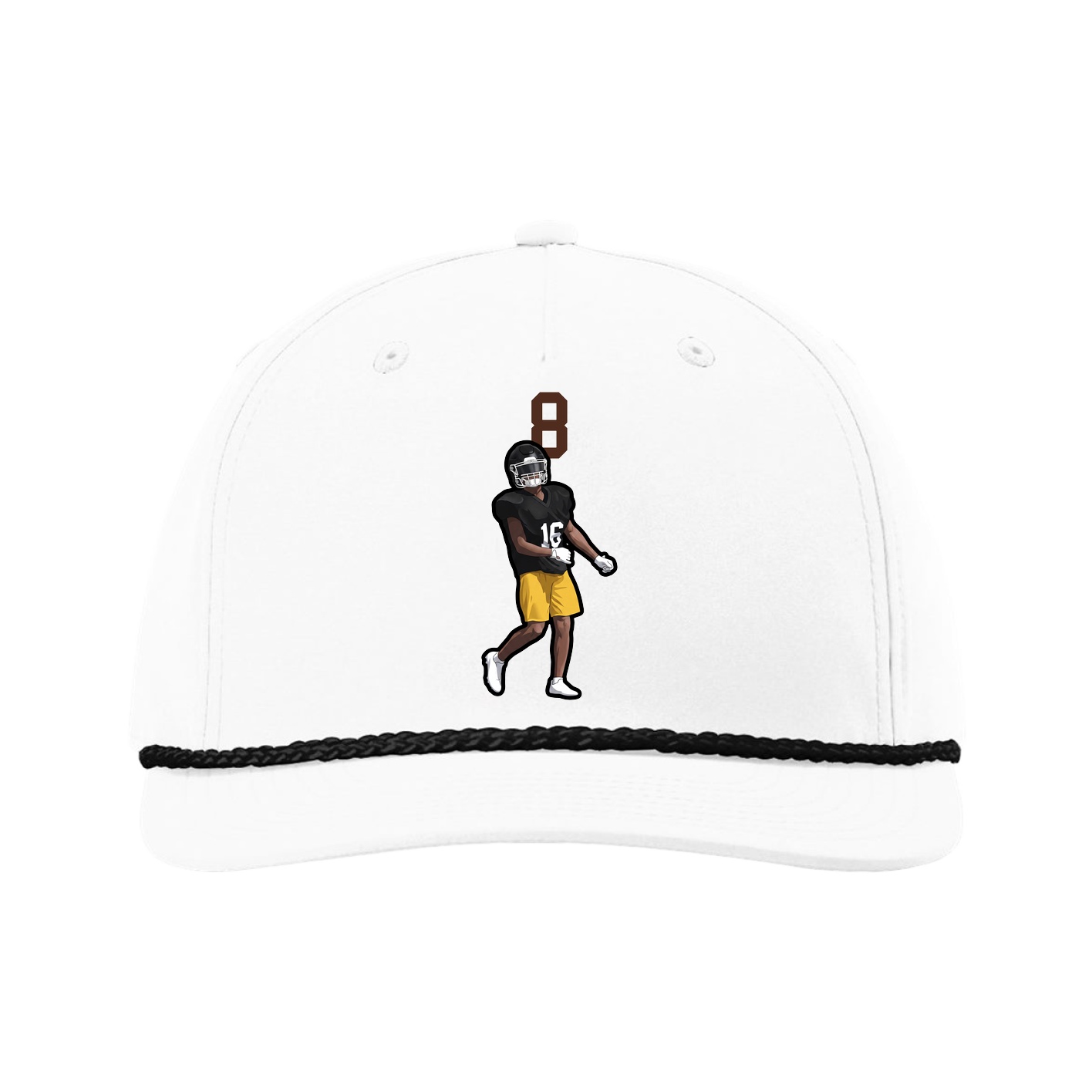 Five-Panel Classic Rope Cap — Number Top in White