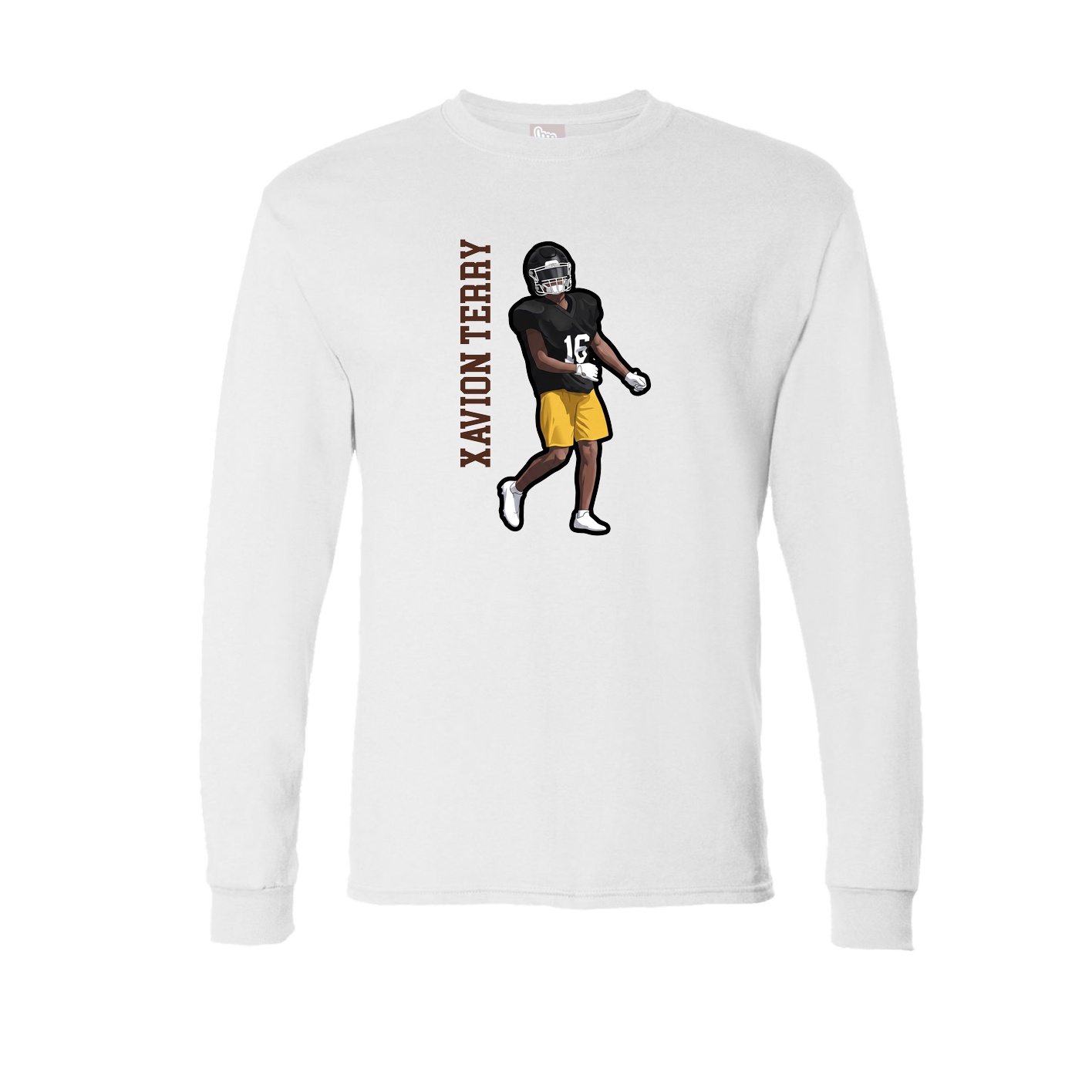Long Sleeve Tee — Name Vertical in White